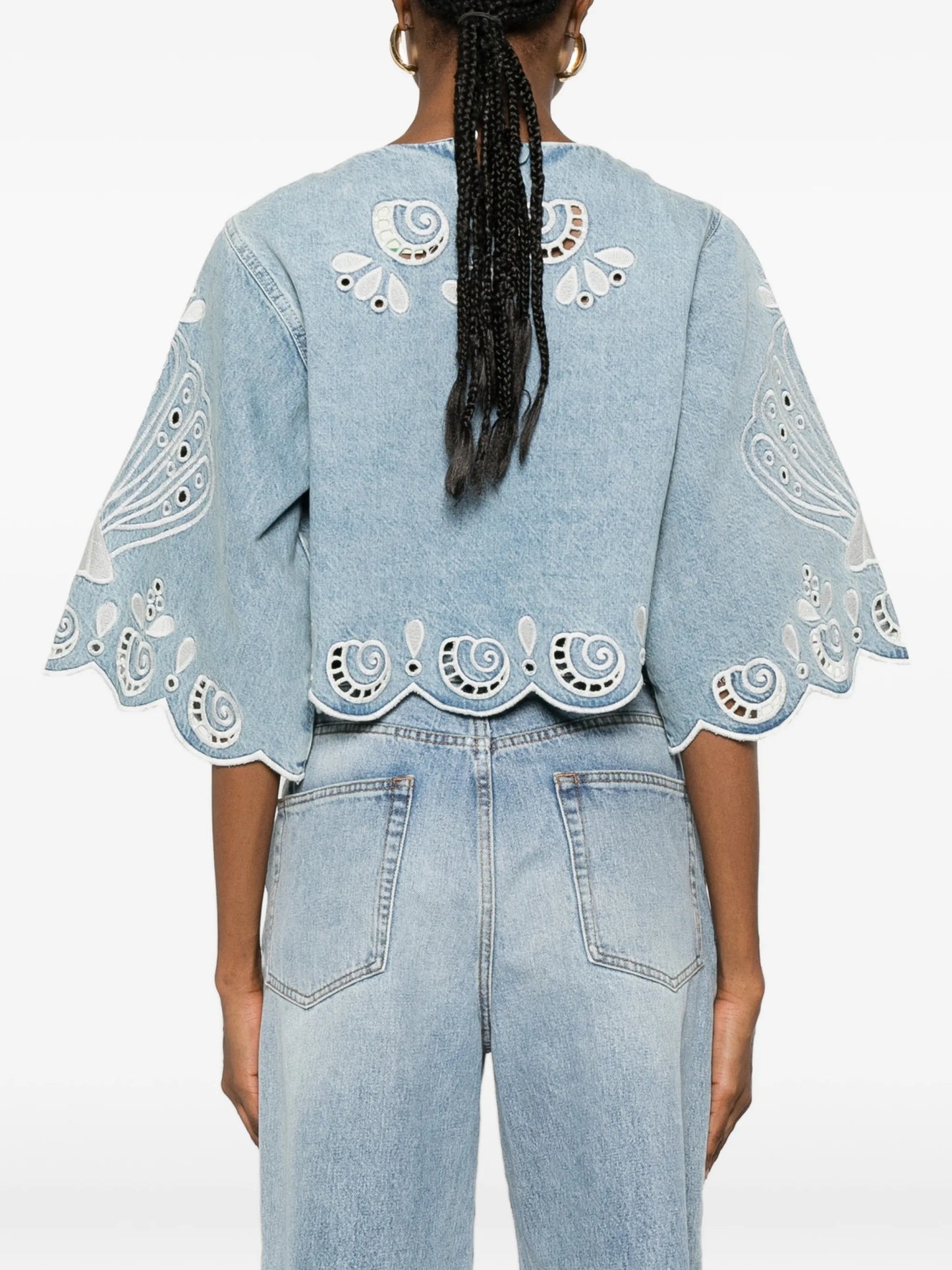 Richelieux geometric-embroidered blouse