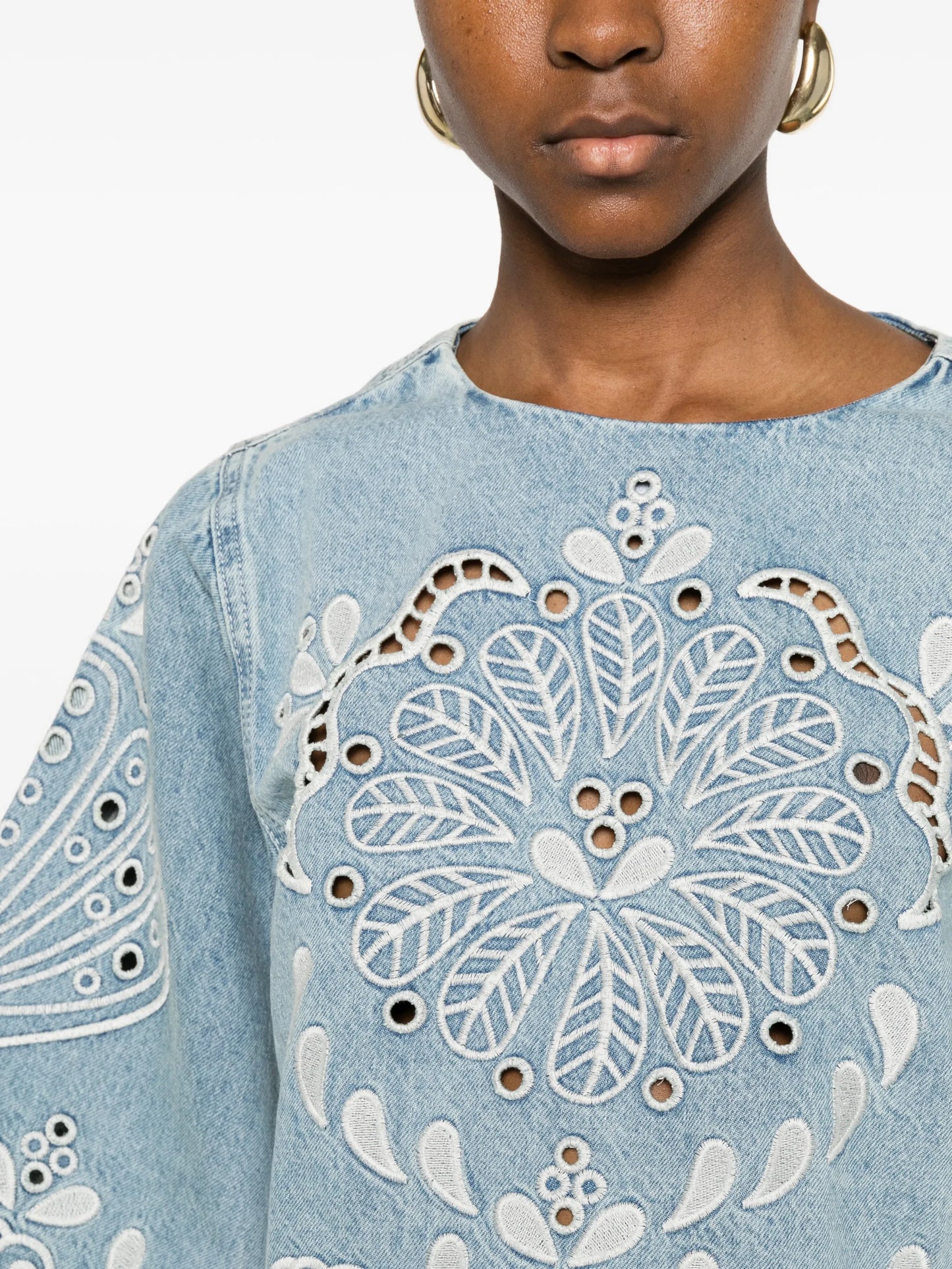 Richelieux geometric-embroidered blouse