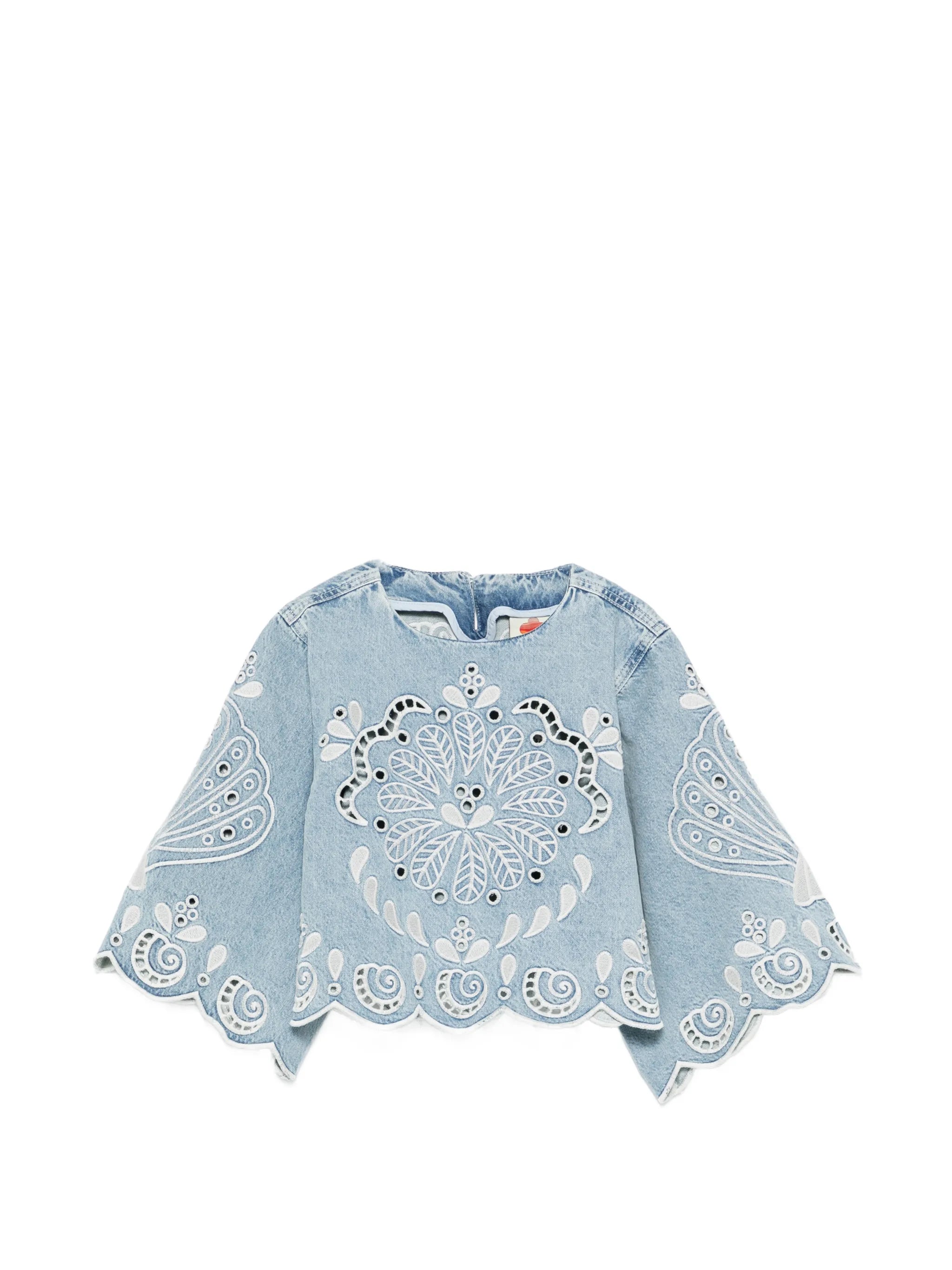 Richelieux geometric-embroidered blouse