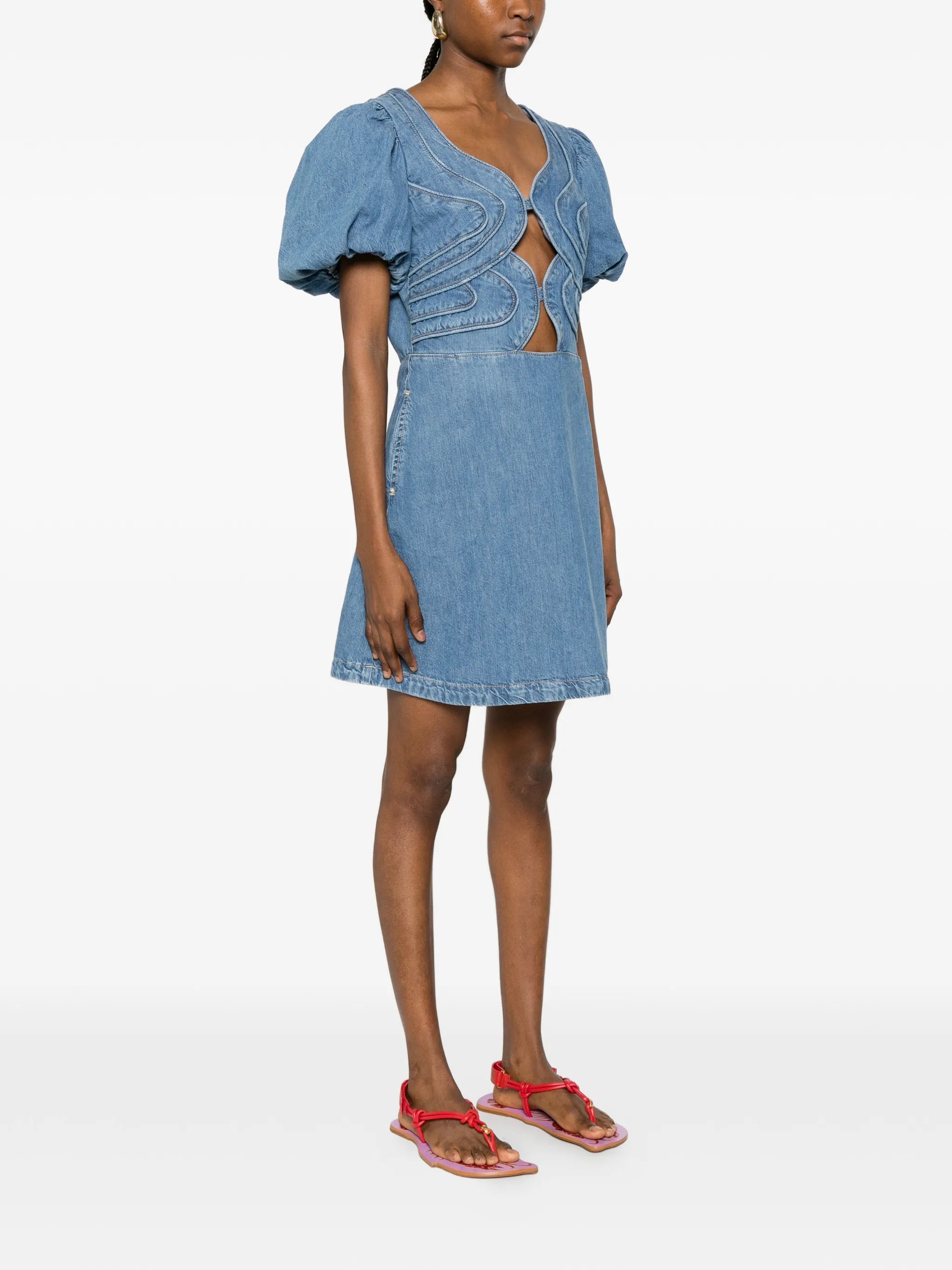 seam-embellishment mini dress