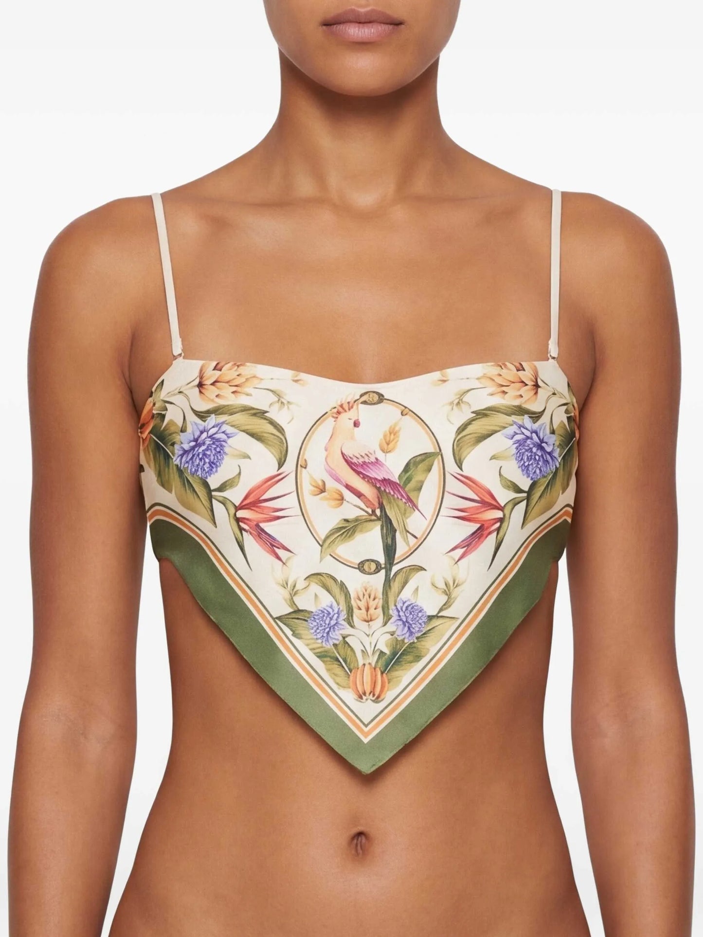 Strilitzia floral-print handkerchief-hem bikini top