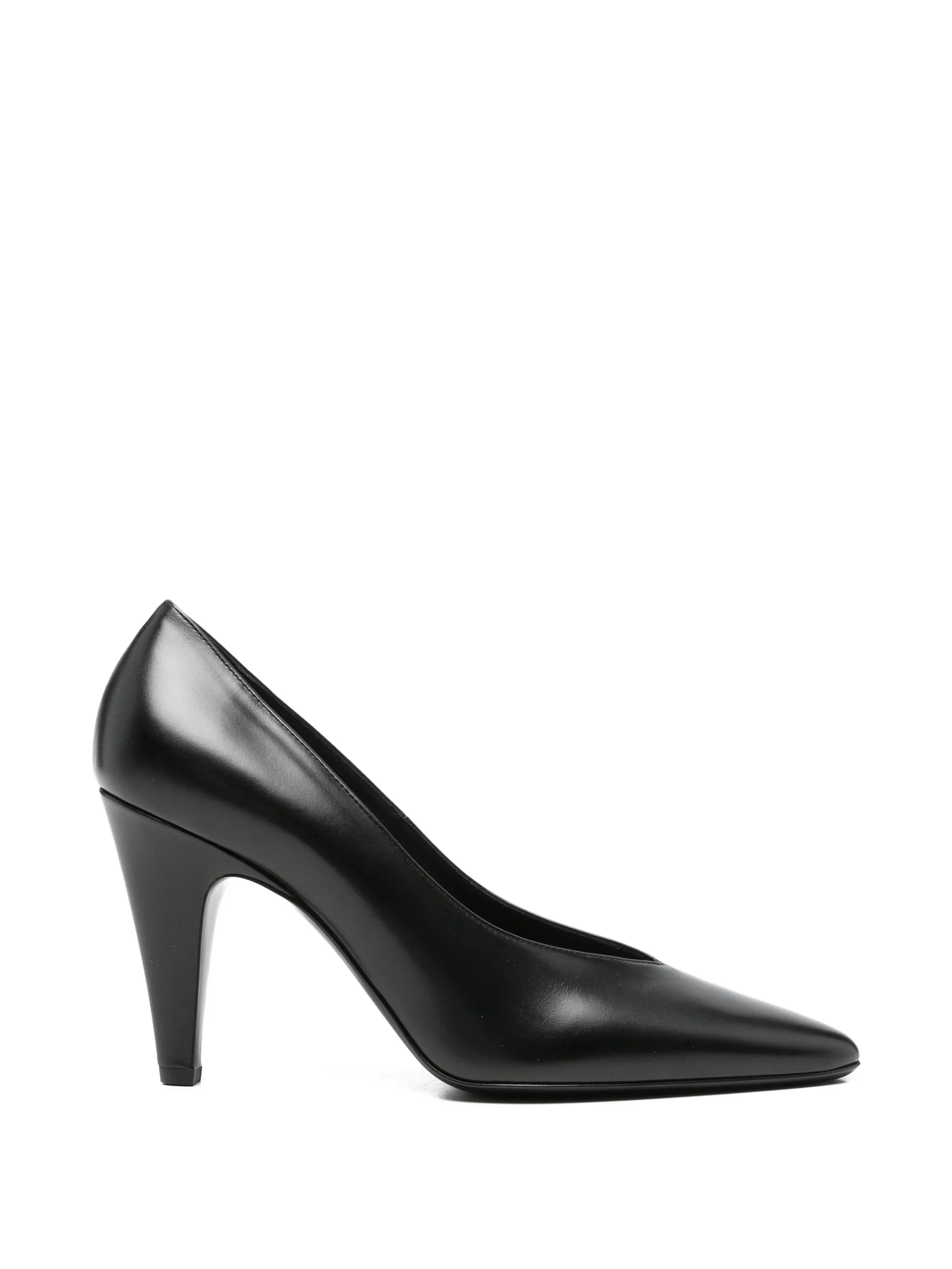 leather heeled pumps