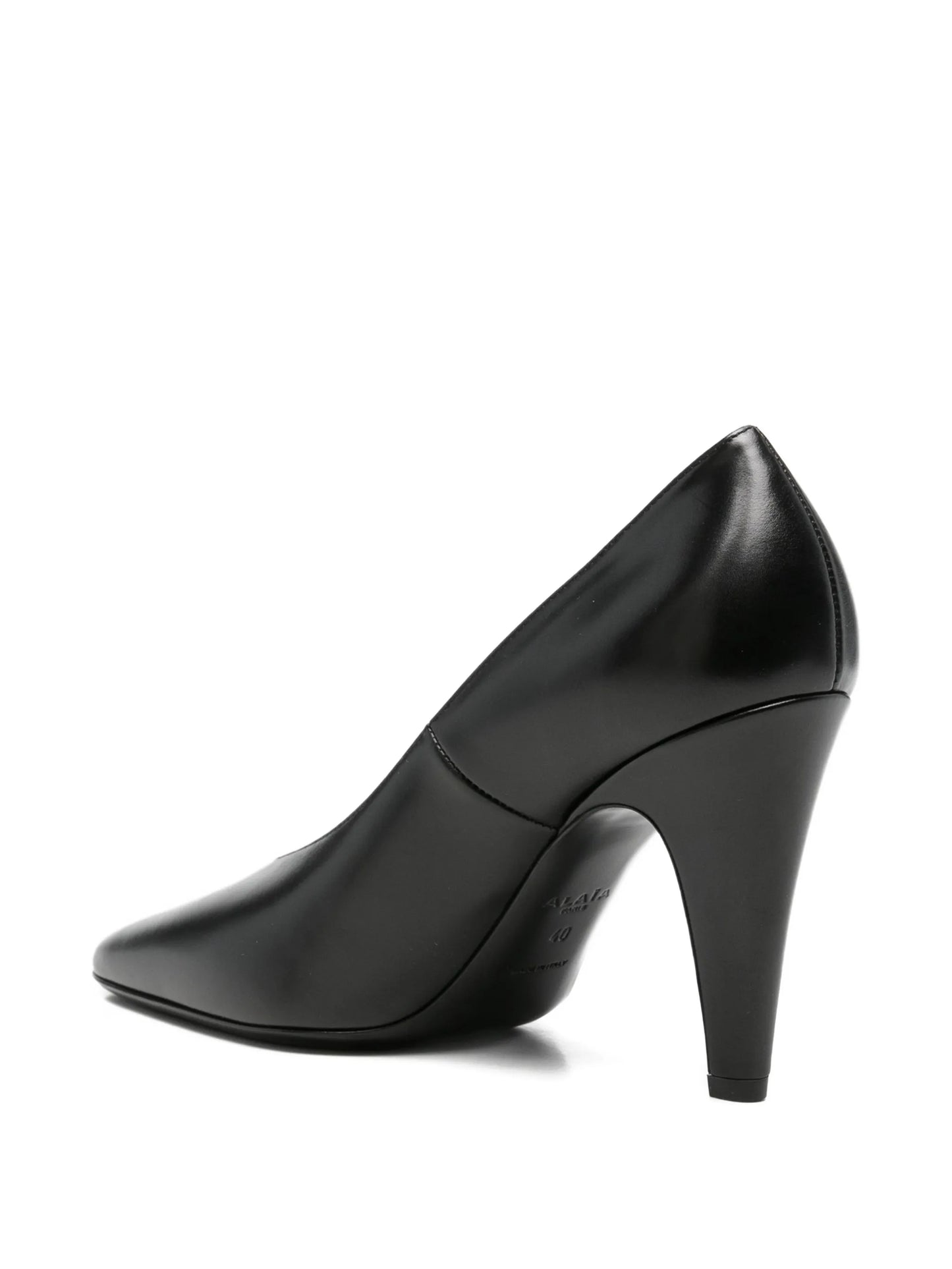 leather heeled pumps