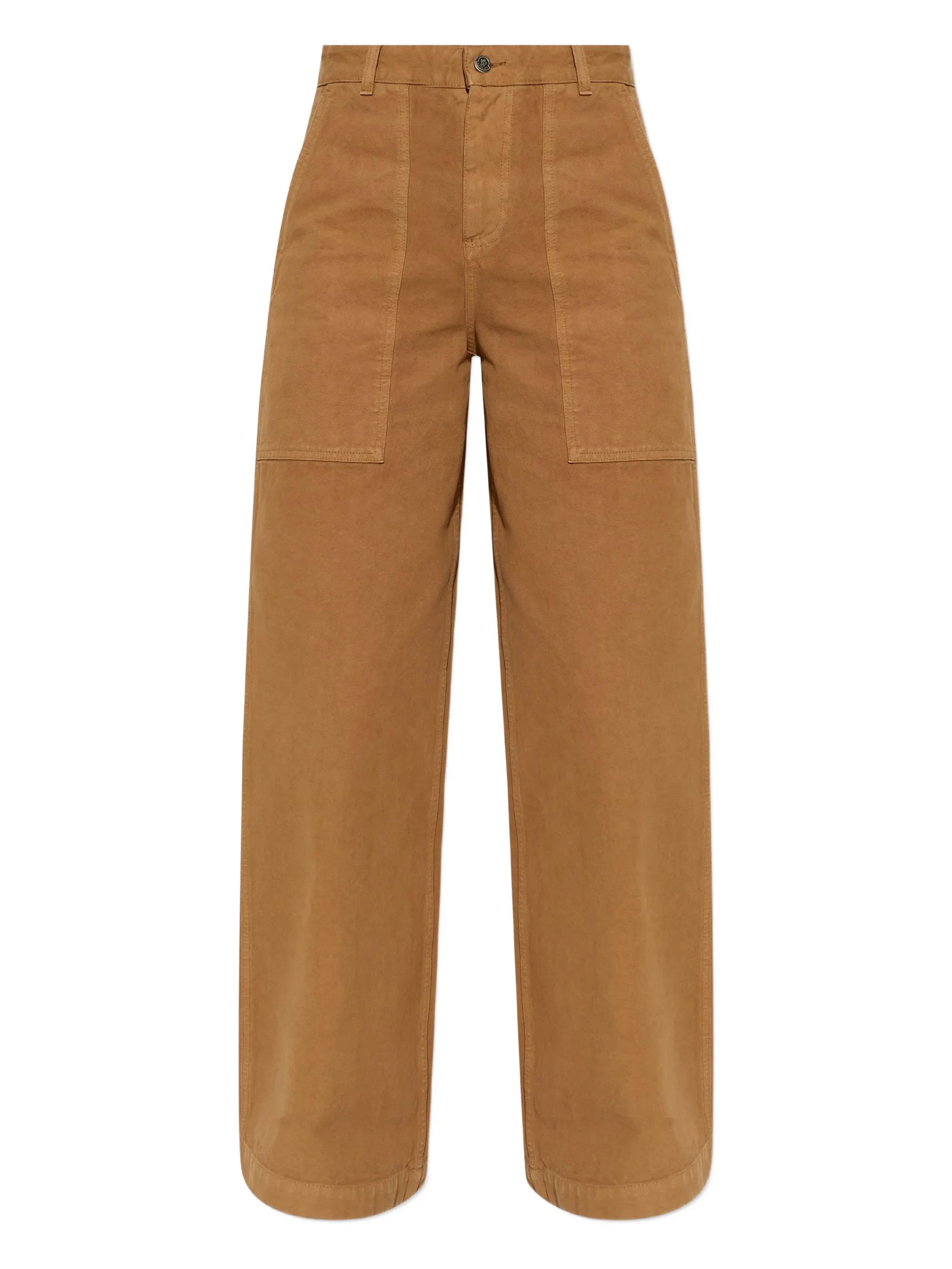 leather logo cotton trousers