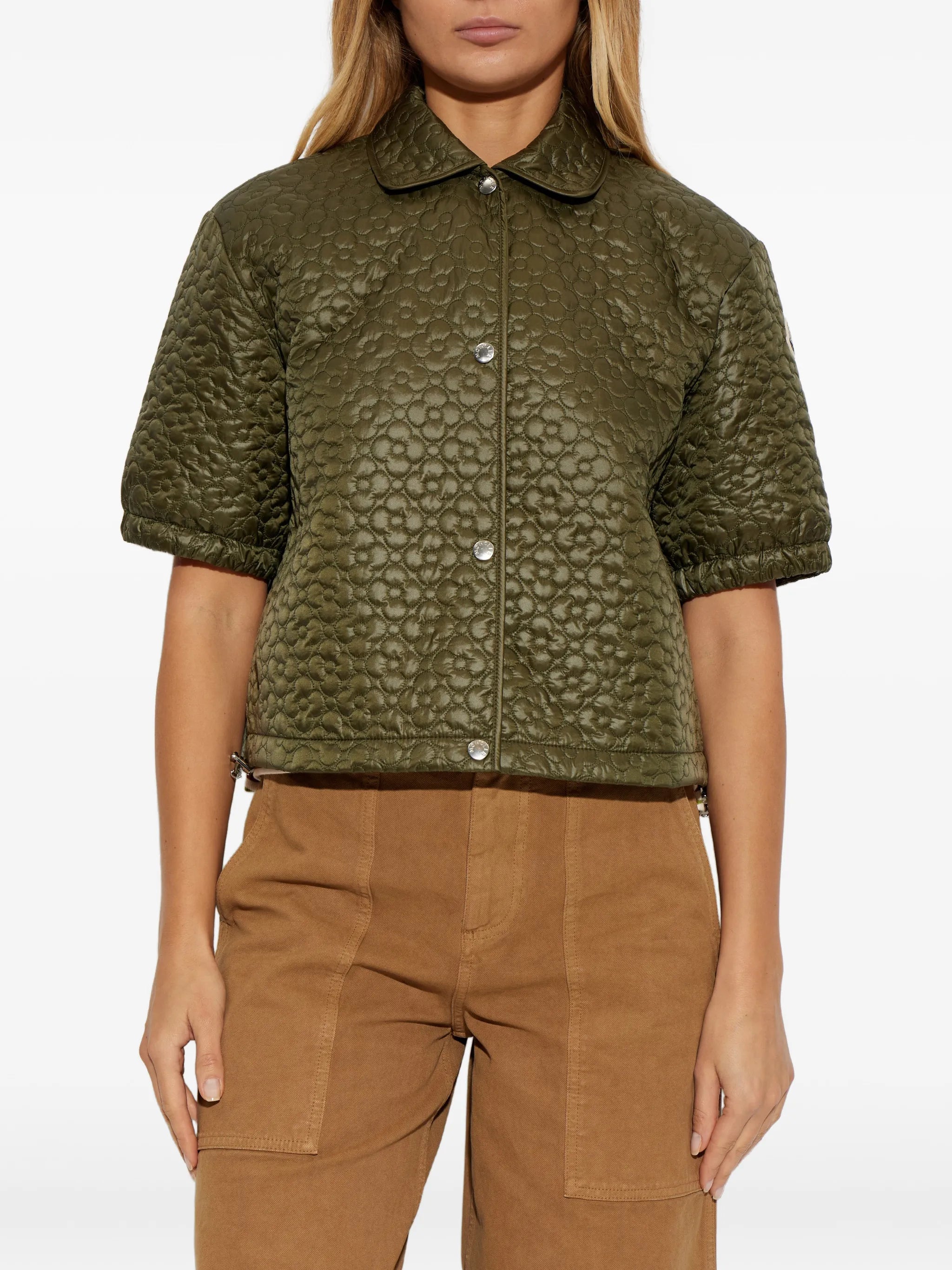 flower quilted short-sleeve top