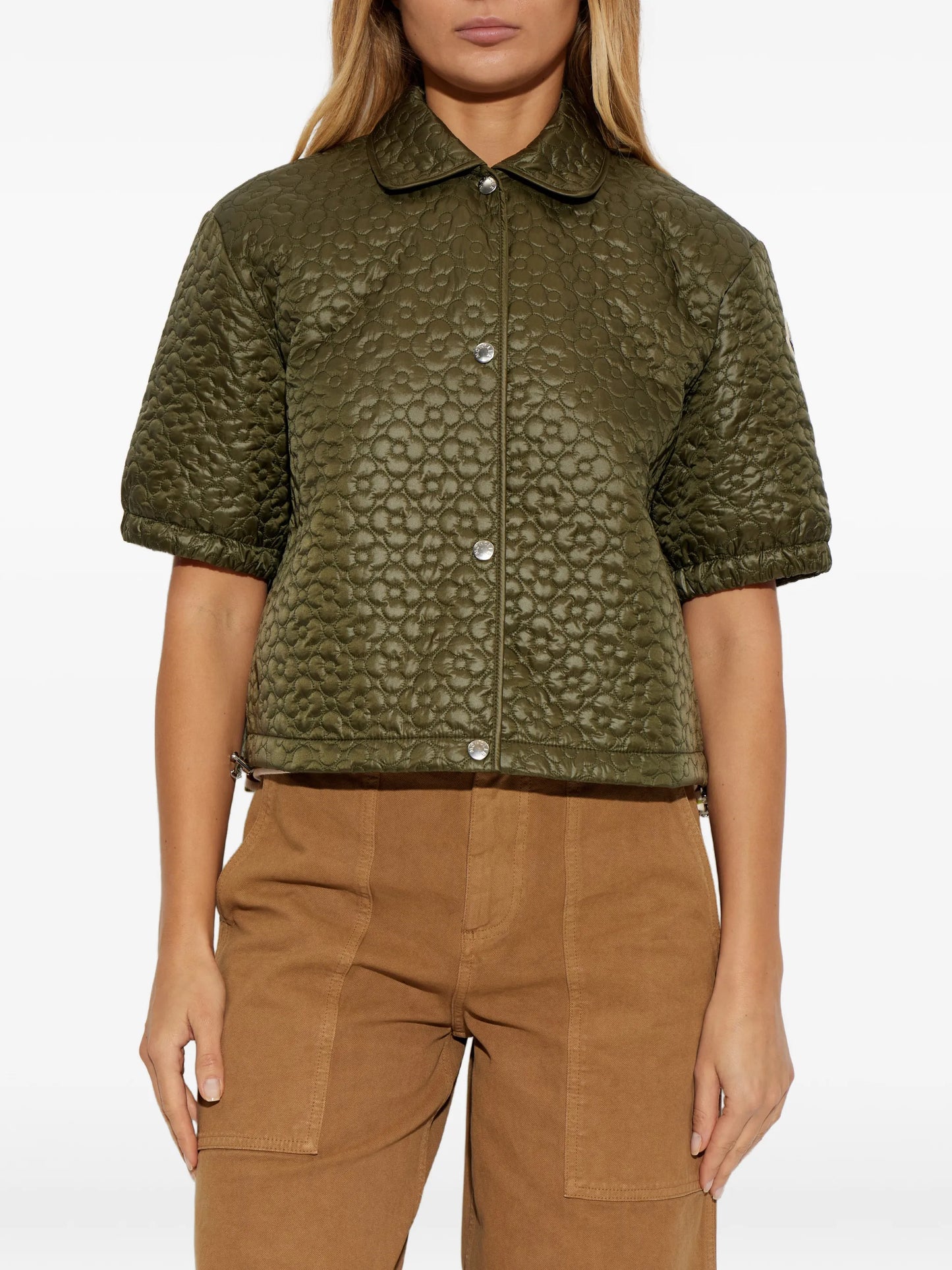 flower quilted short-sleeve top