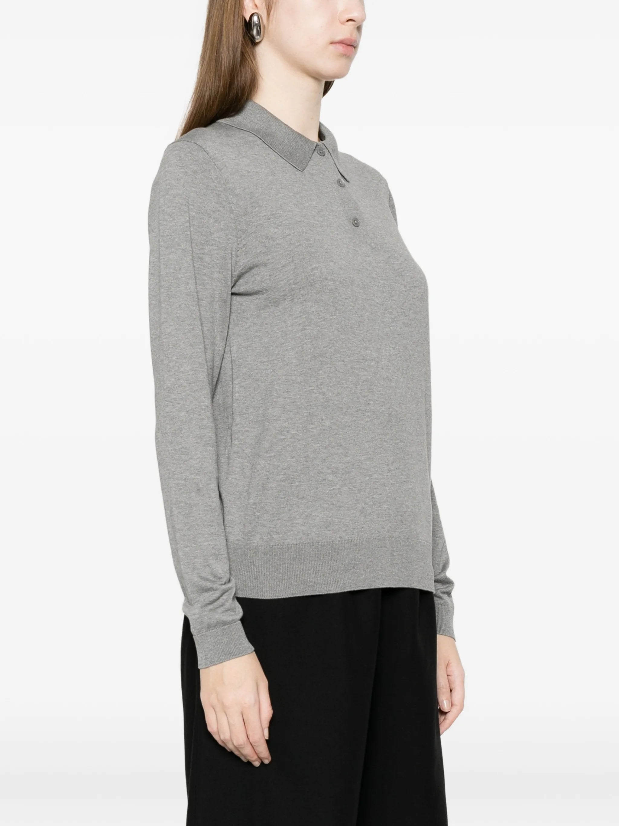 fine-knit polo top