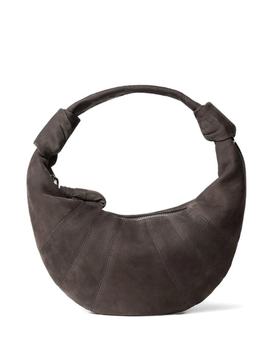 topstitched fortune croissant shoulder bag