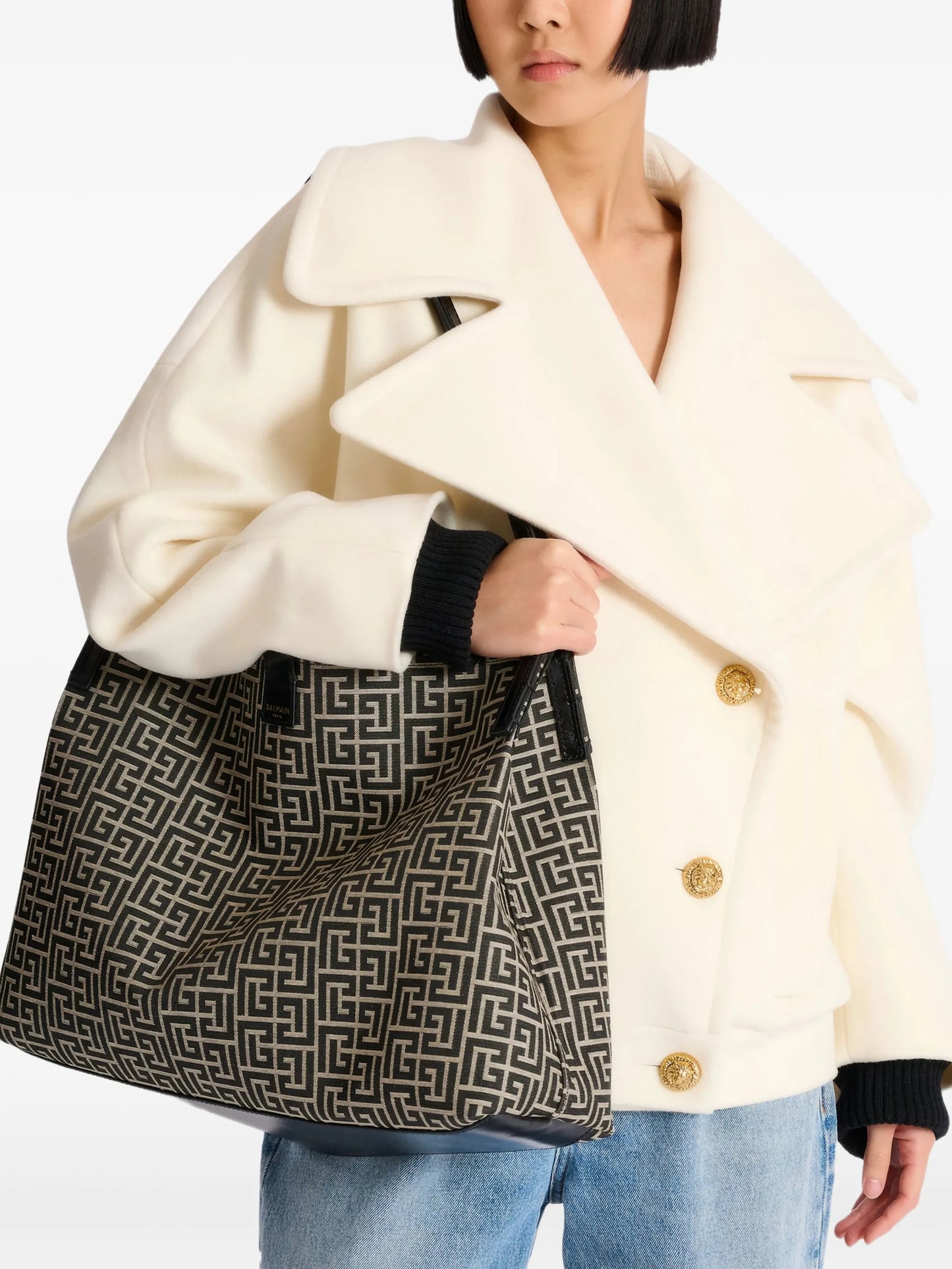 medium Release monogram jacquard shoulder bag