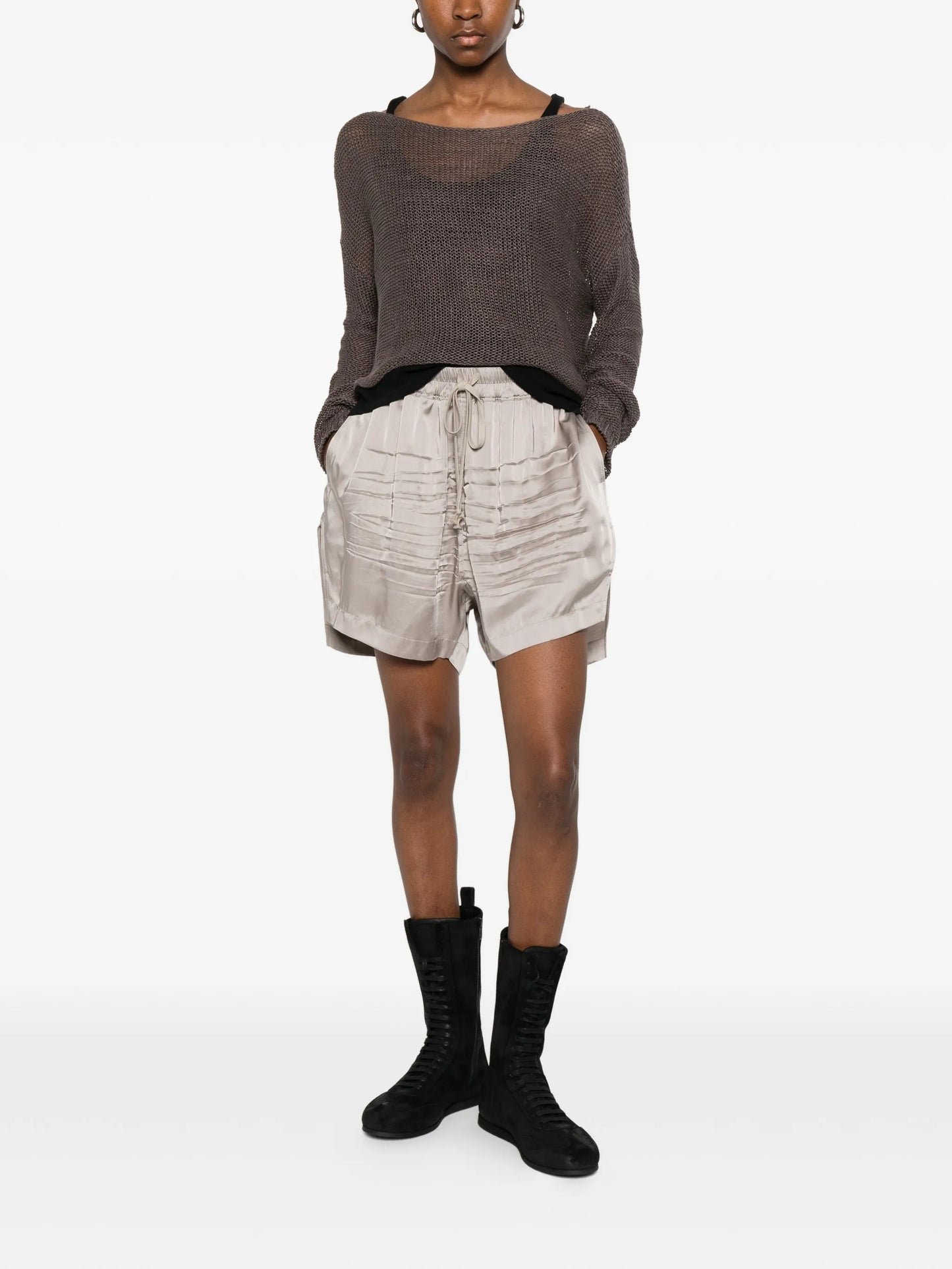 pleated drawstring shorts