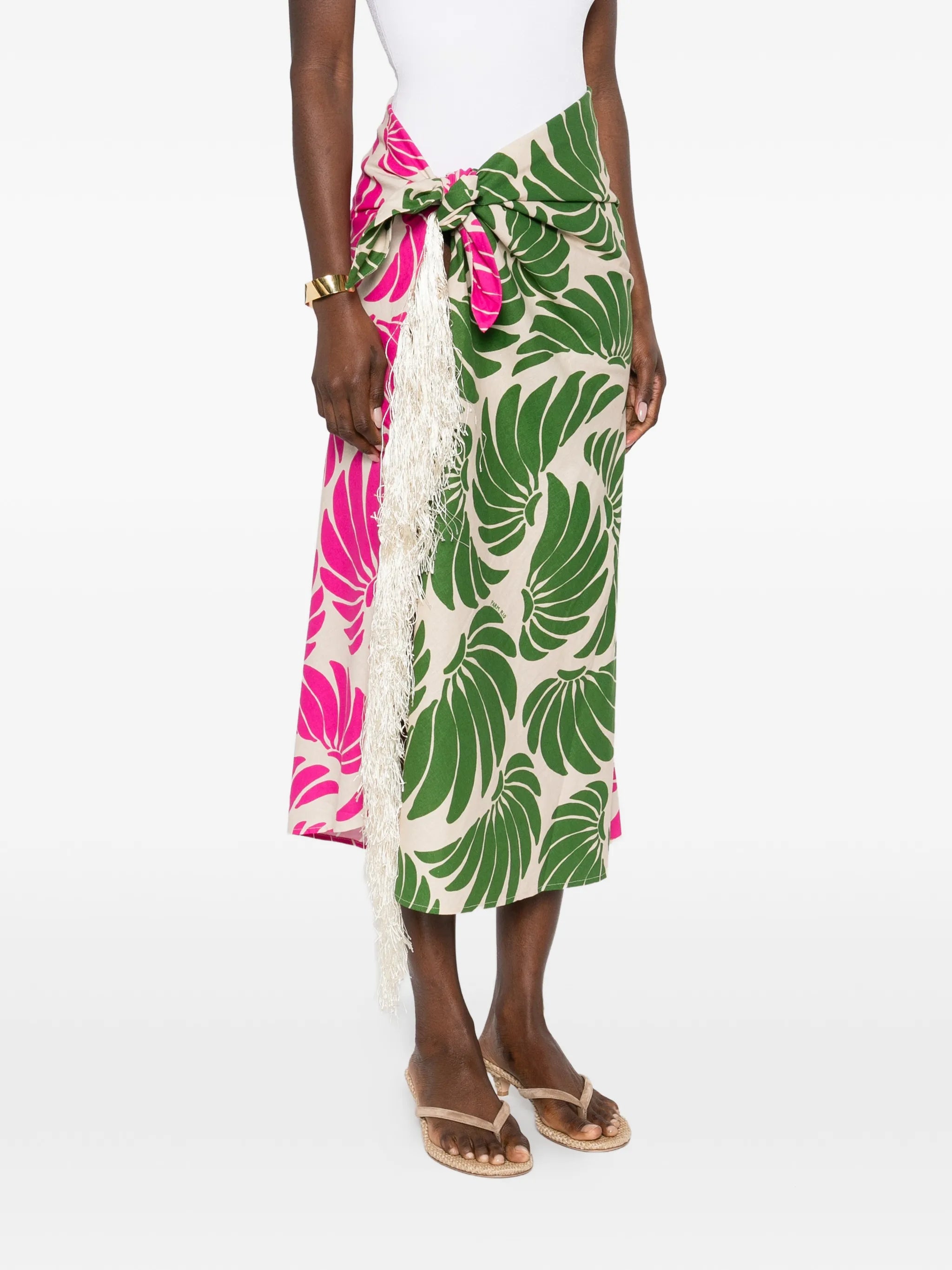 fringe floral-print skirt