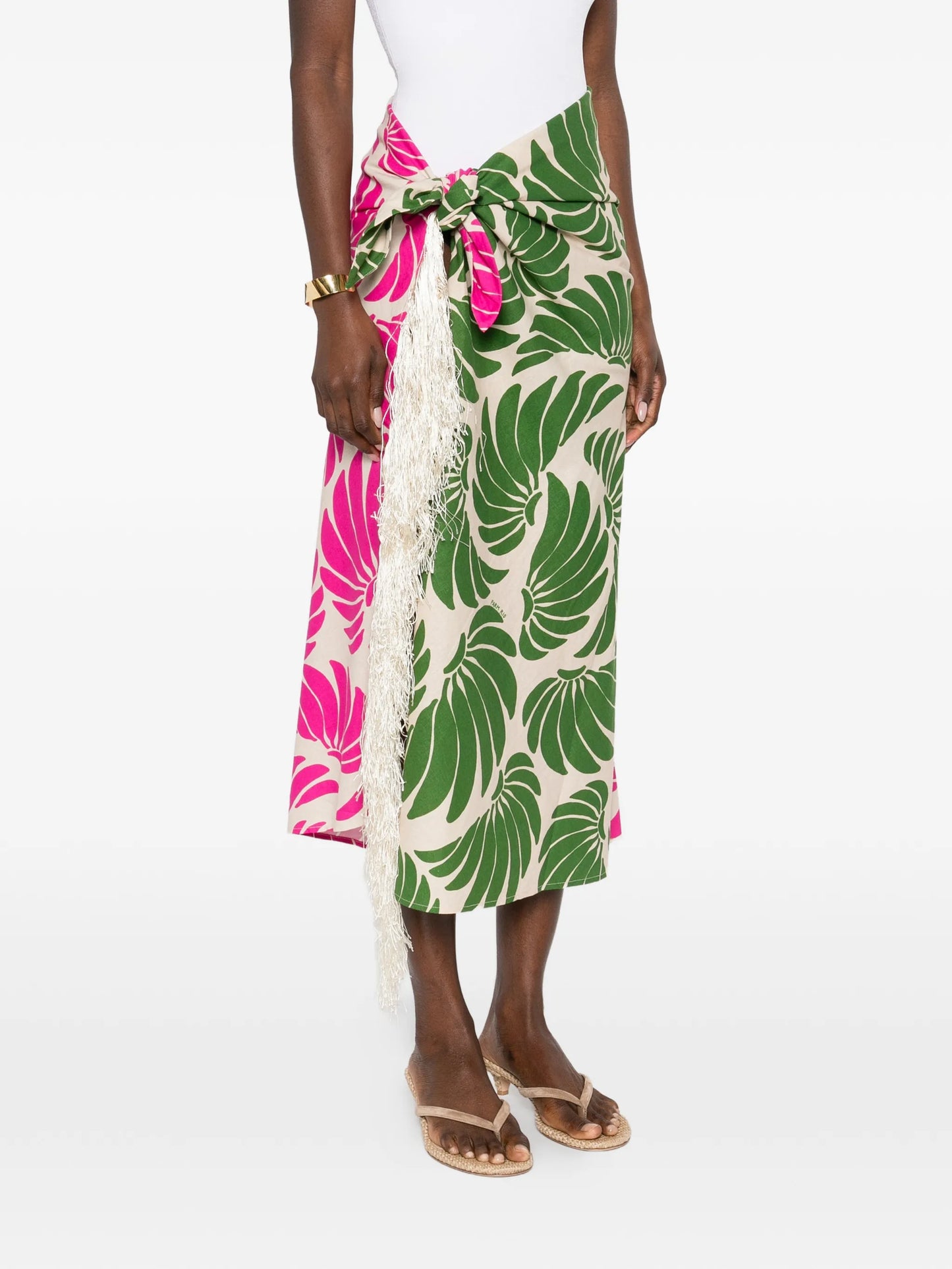 fringe floral-print skirt