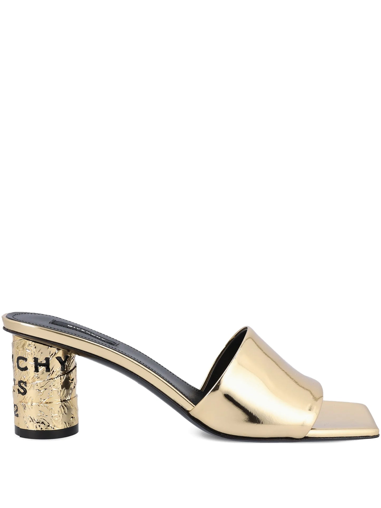 mirror-effect leather heeled sandals