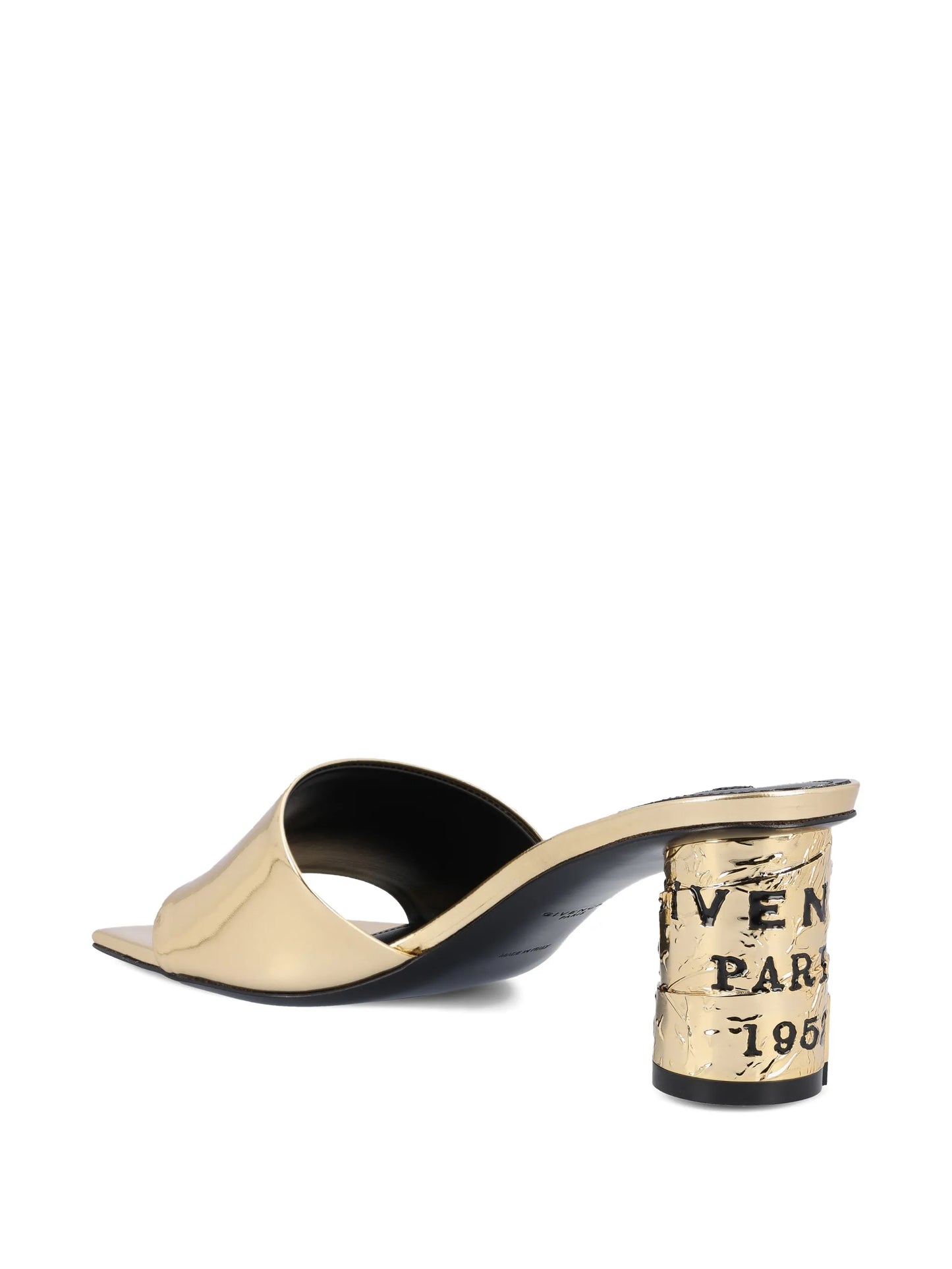 mirror-effect leather heeled sandals