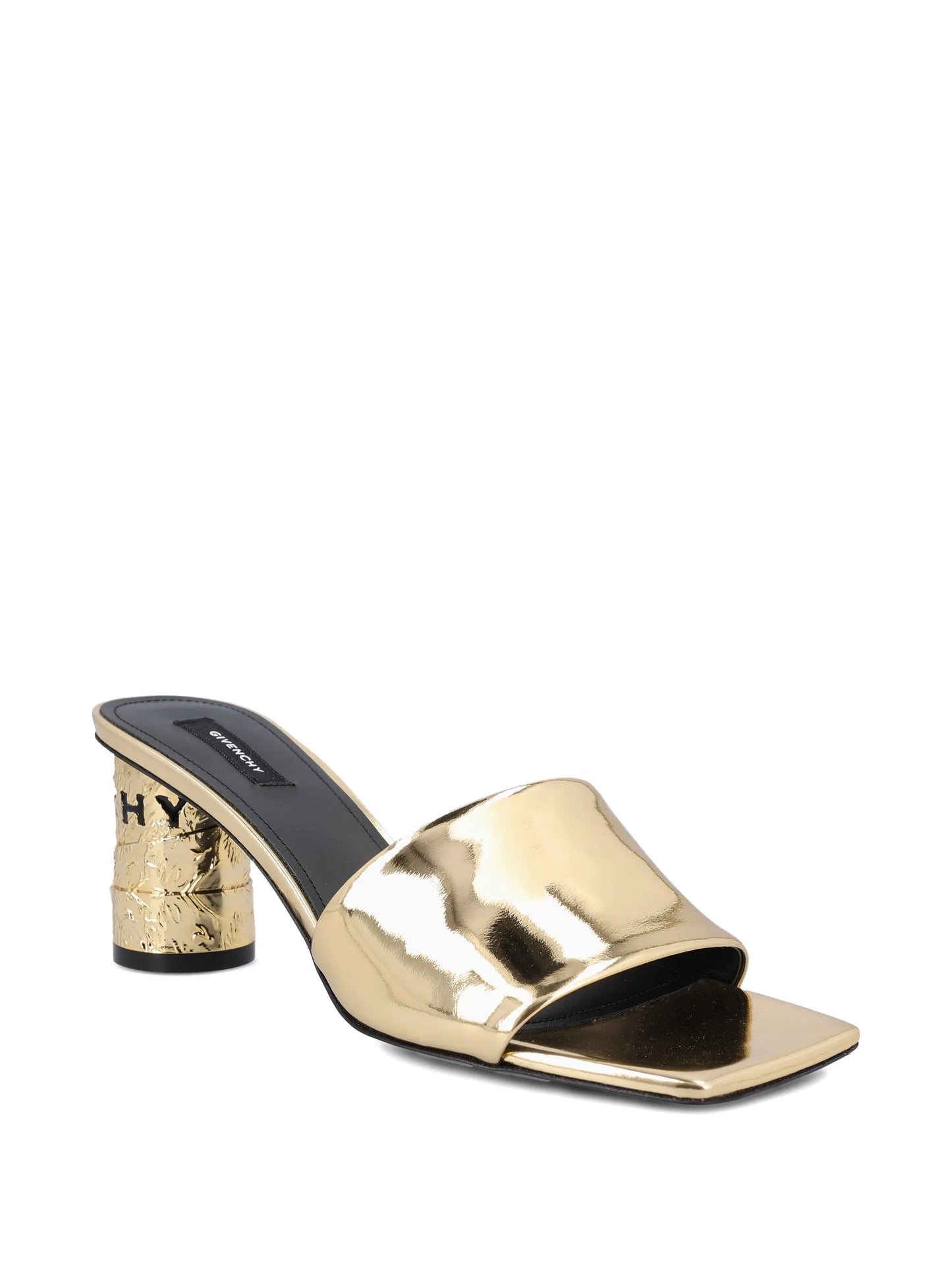 mirror-effect leather heeled sandals