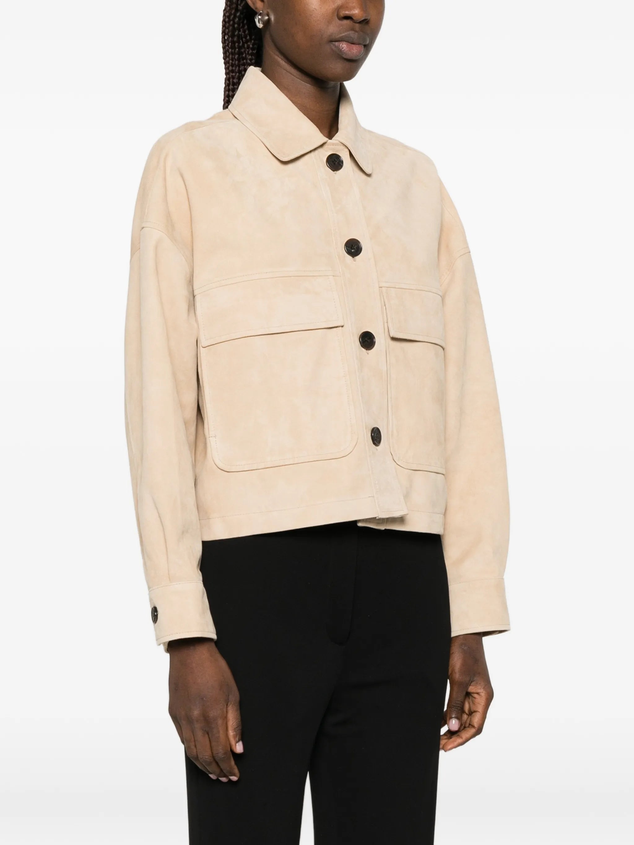 Miri front pocket leather jacket