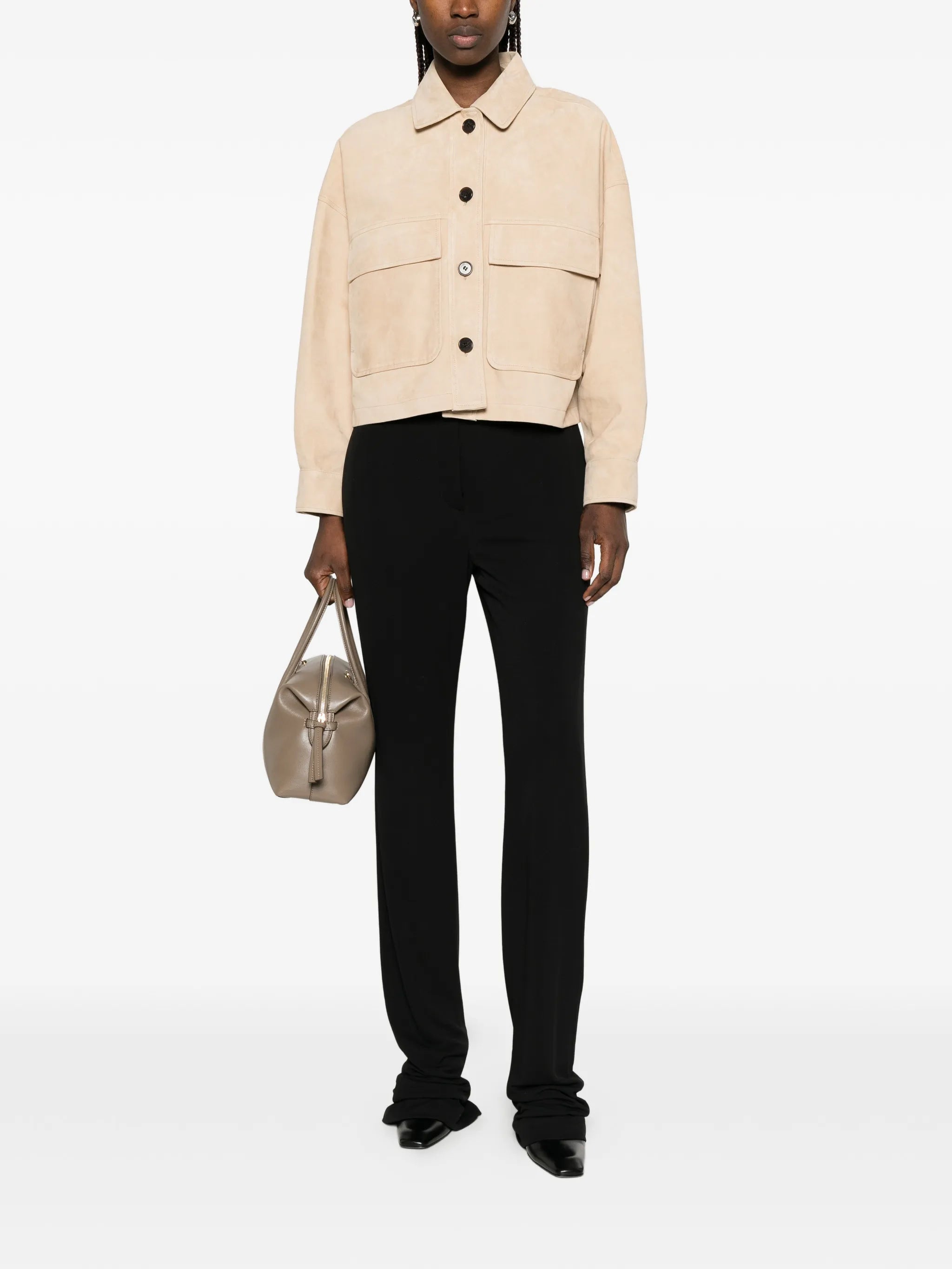 Miri front pocket leather jacket