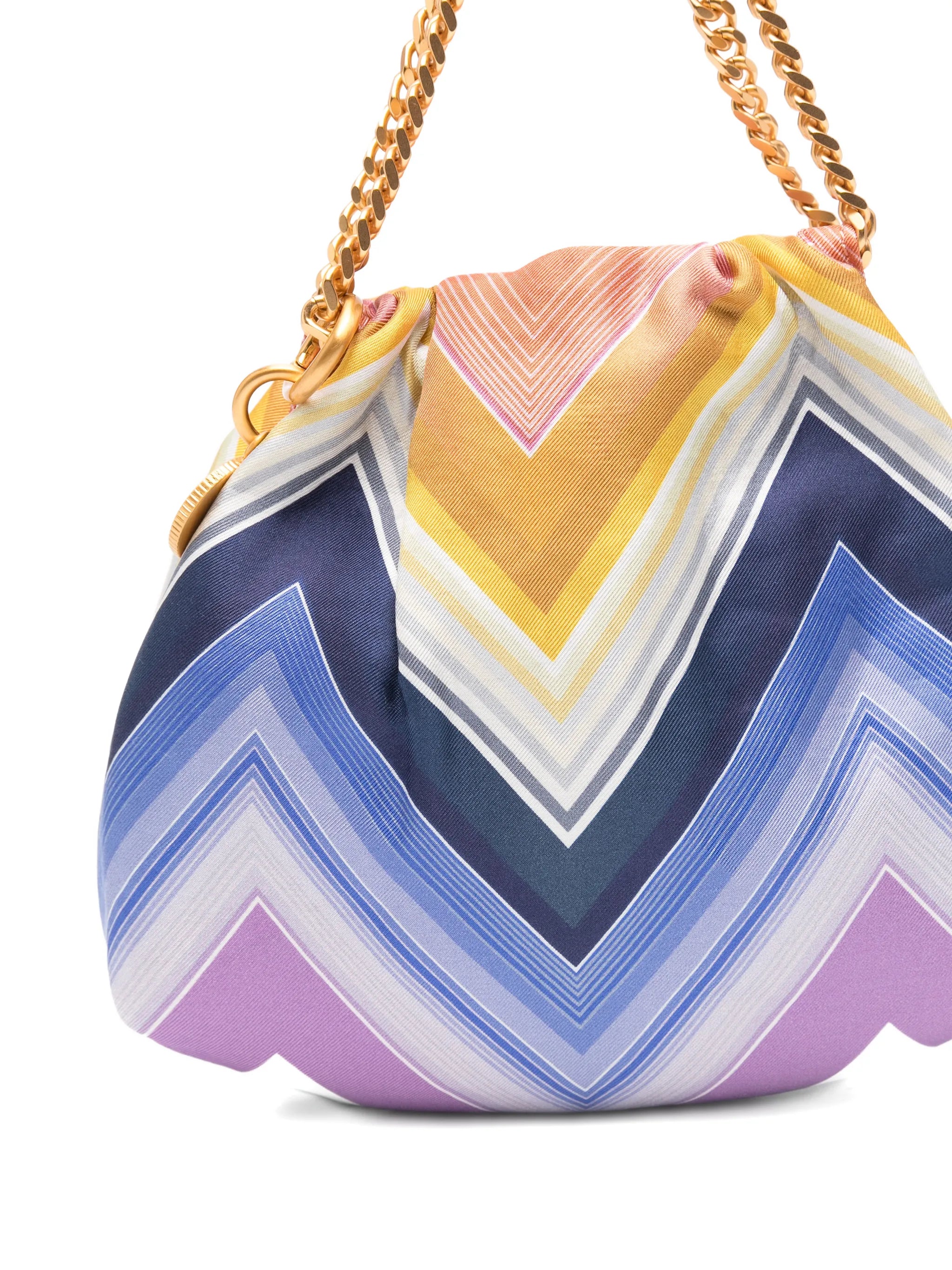 wave silk drawstring chain tote bag