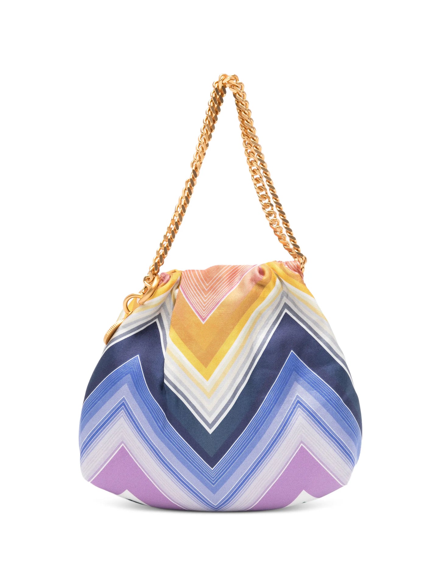 wave silk drawstring chain tote bag