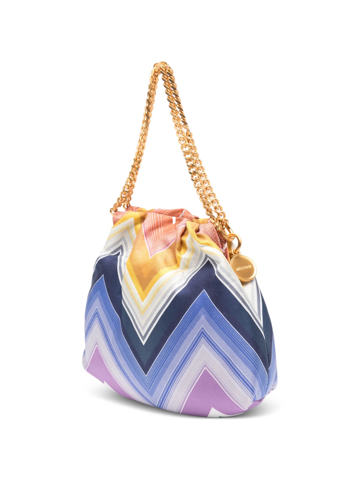 wave silk drawstring chain tote bag