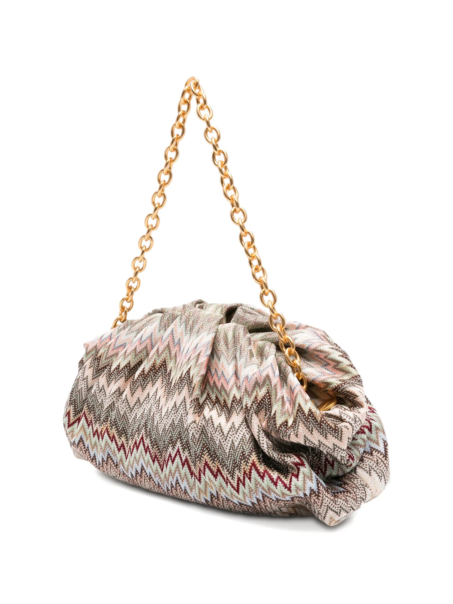 Raschel zig-zag pattern clutch bag