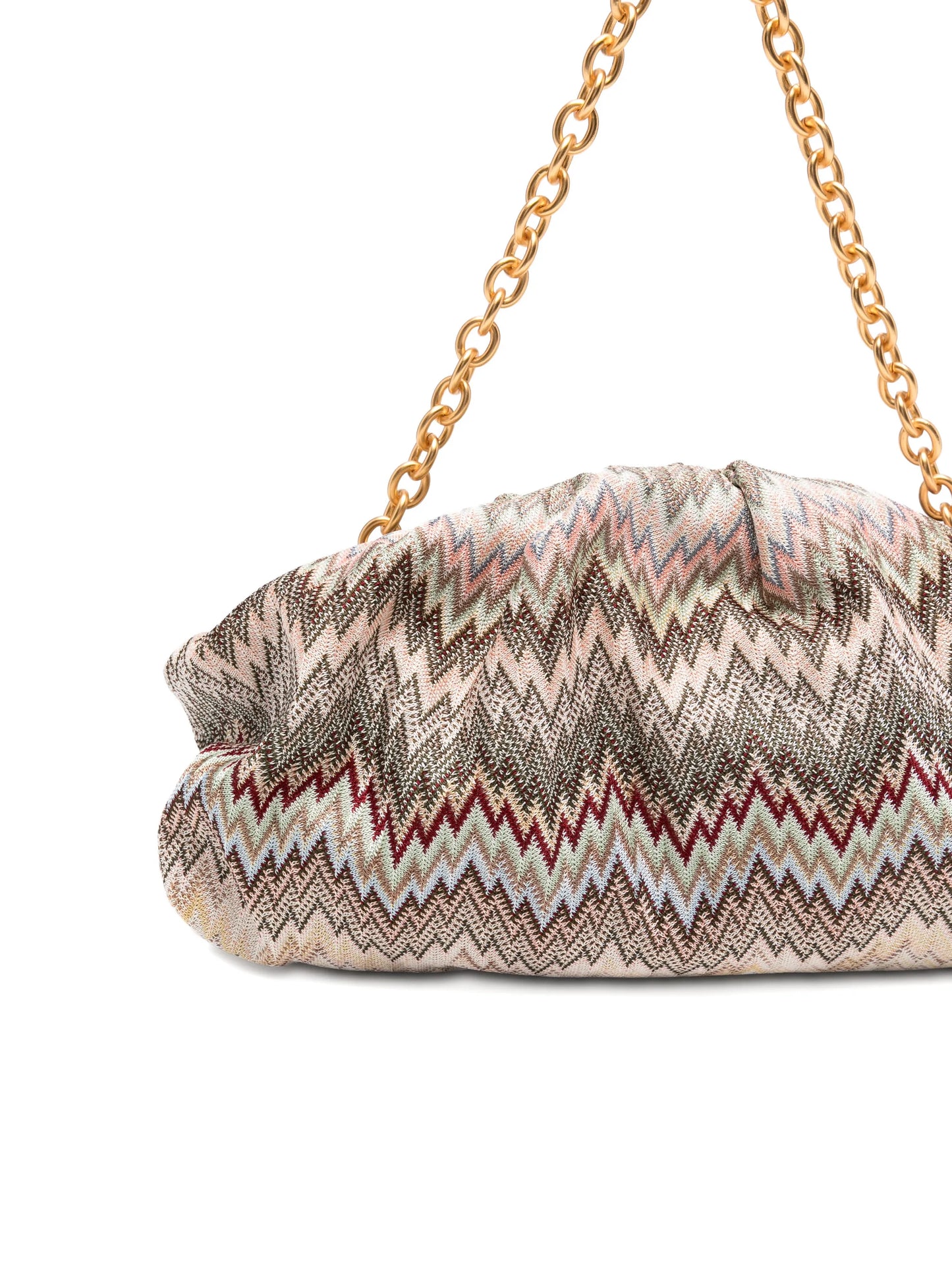 Raschel zig-zag pattern clutch bag