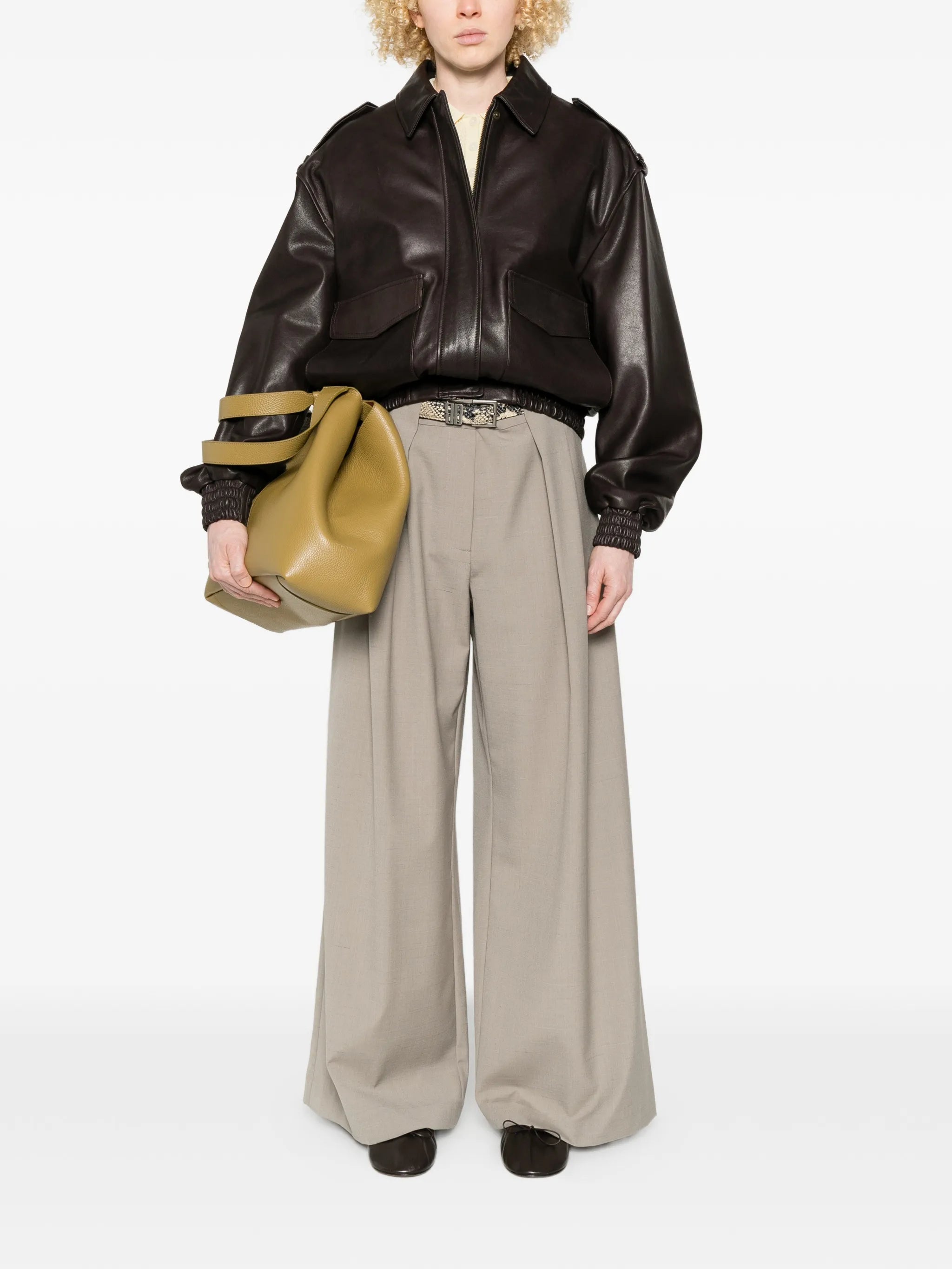 Astra leather bomber jacket