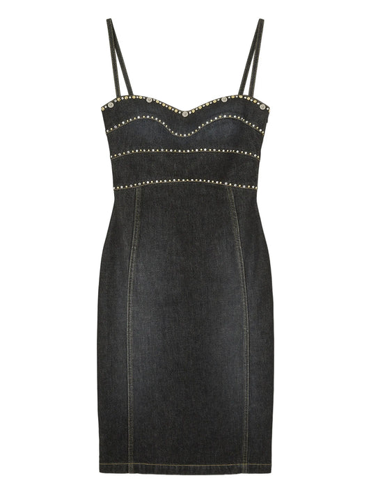 embellished denim dress