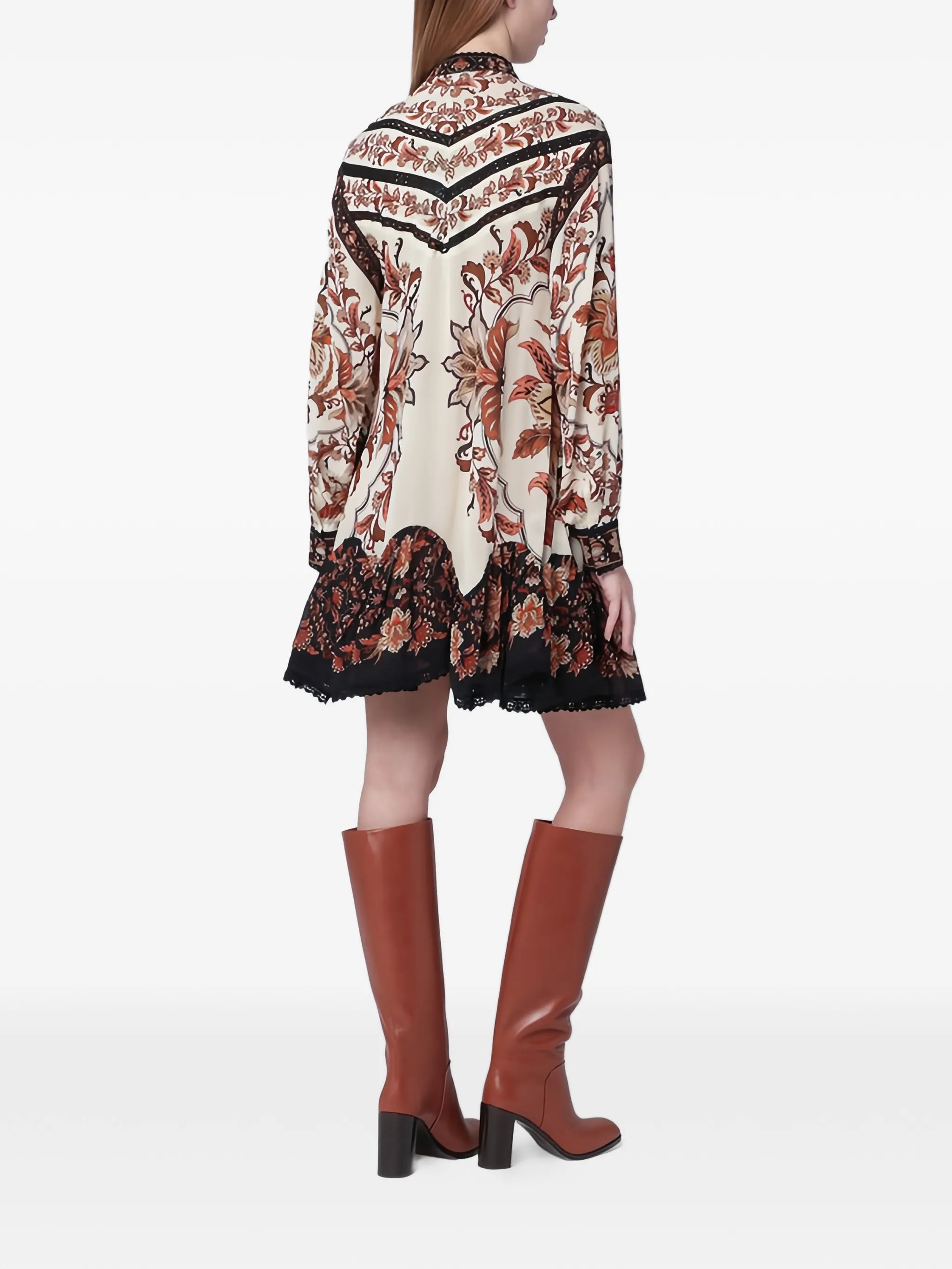 Majestic Garden long-sleeves mini dress