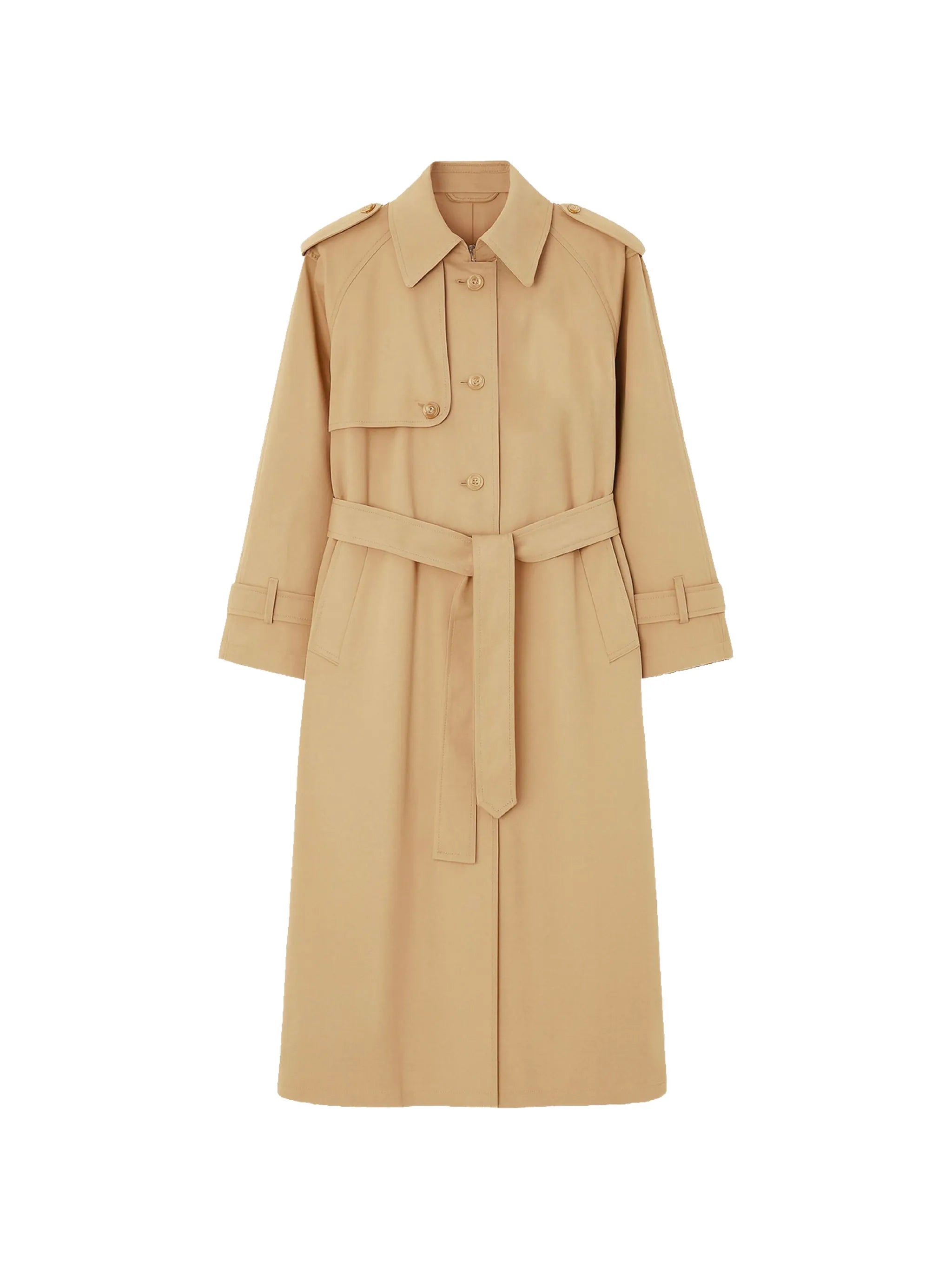 buttoned belted coat
