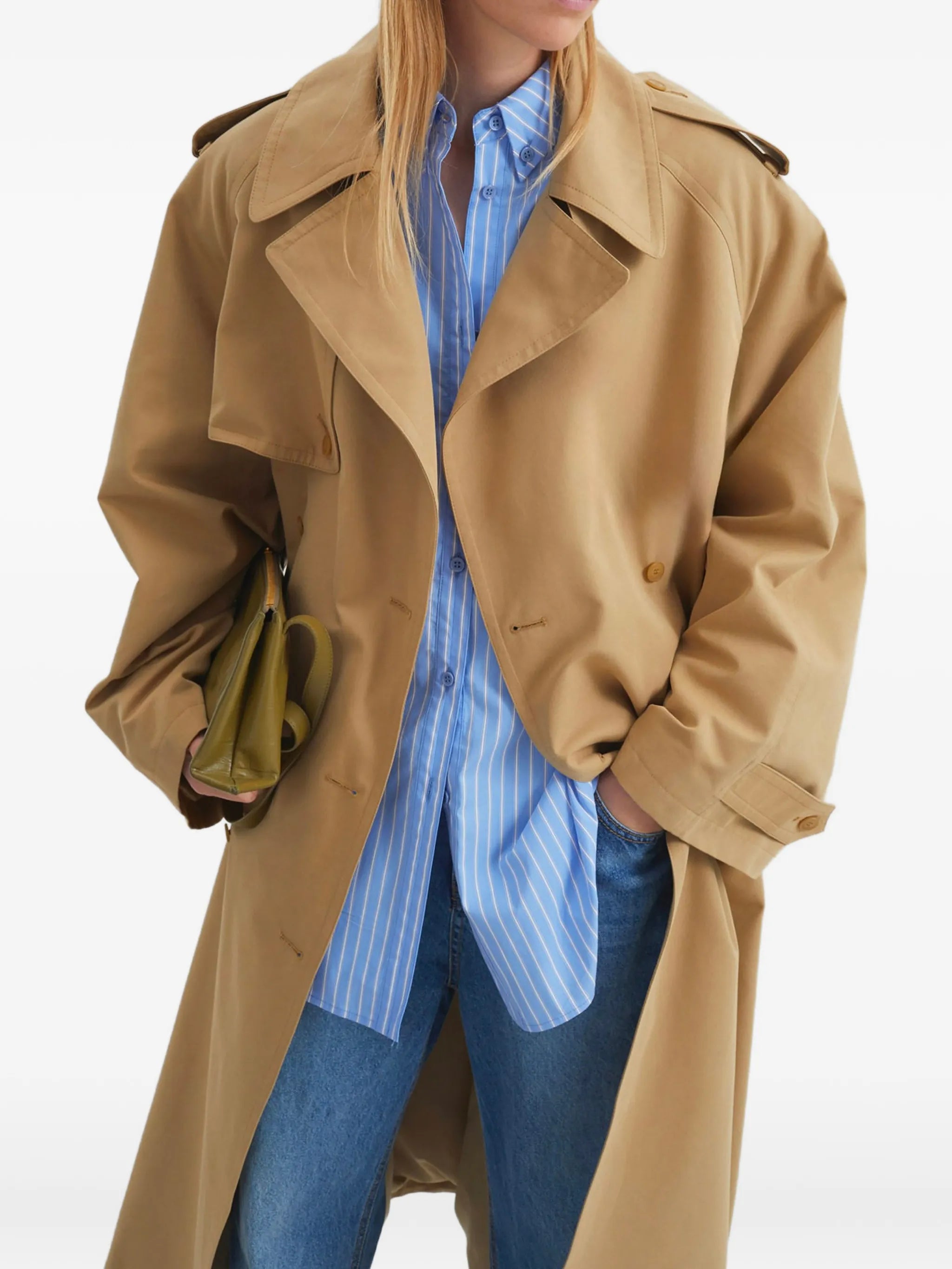 buttoned belted coat