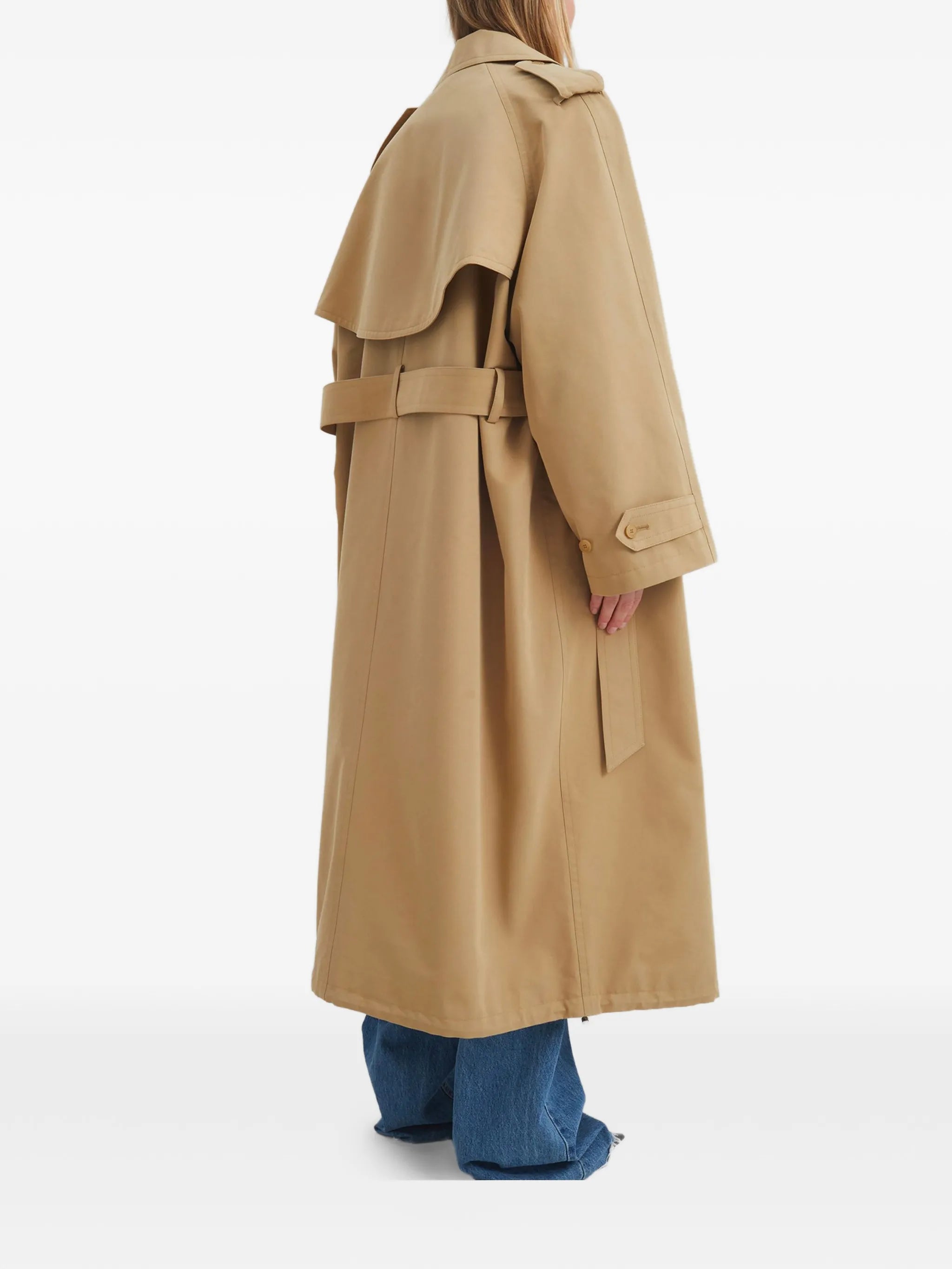 buttoned belted coat