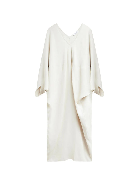 draped V-neck midi dress