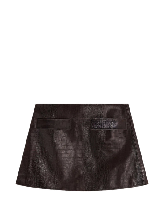 Rory croc-embossed mini skirt