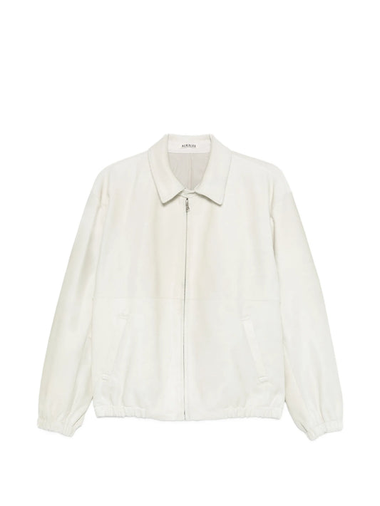 calf-hair zip-up blouson