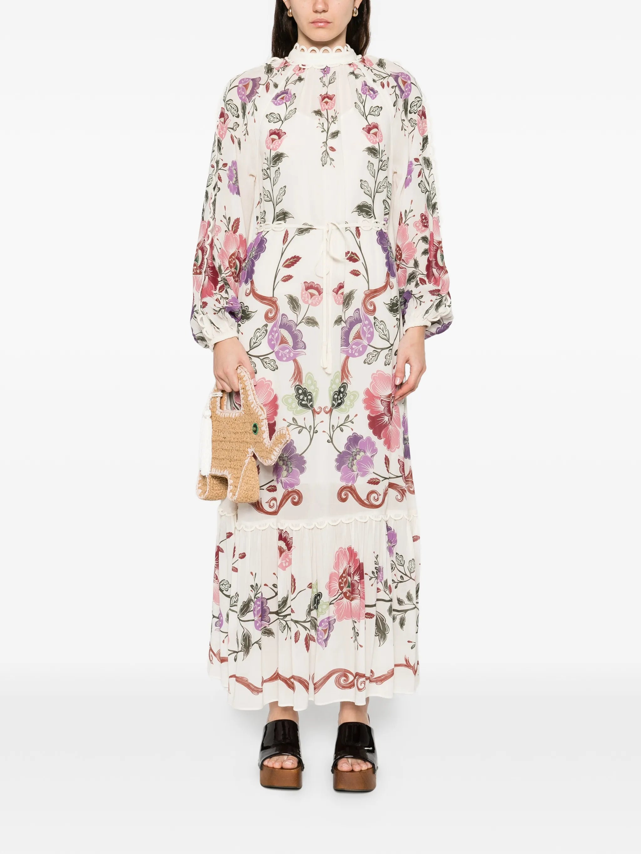maxi Cream Rococo Flowers dress