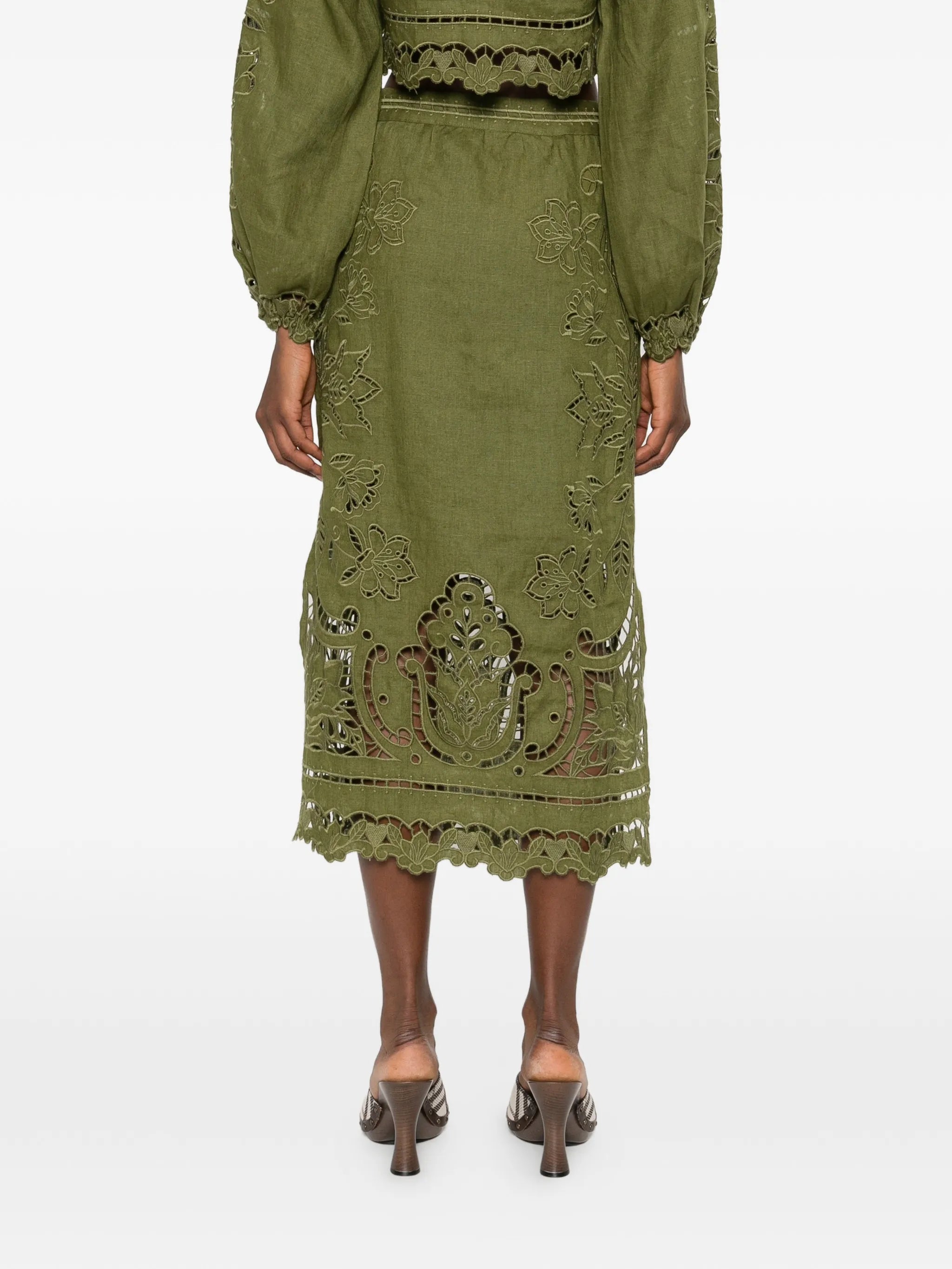 Green Majestic Garden midi skirt
