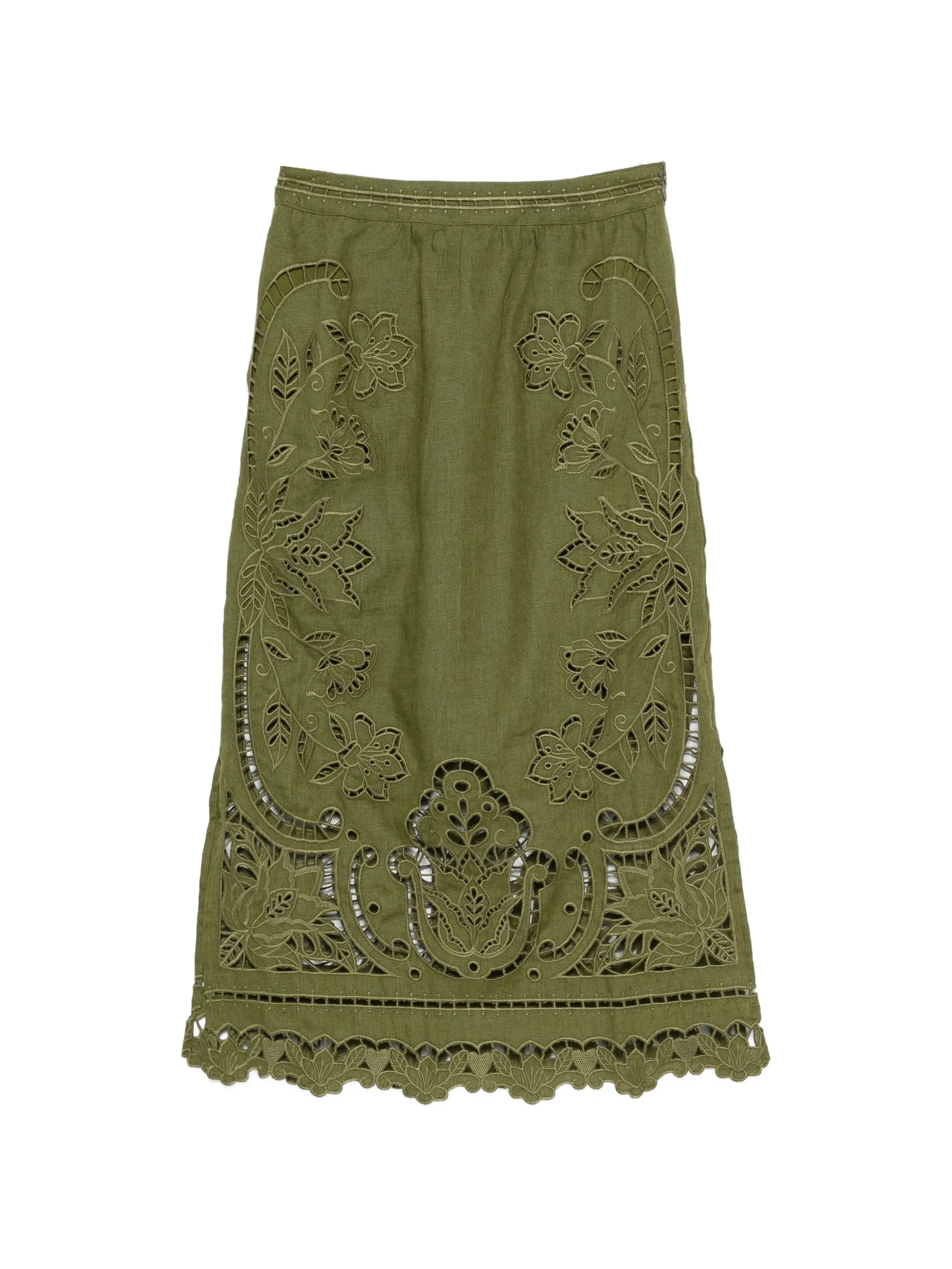 Green Majestic Garden midi skirt