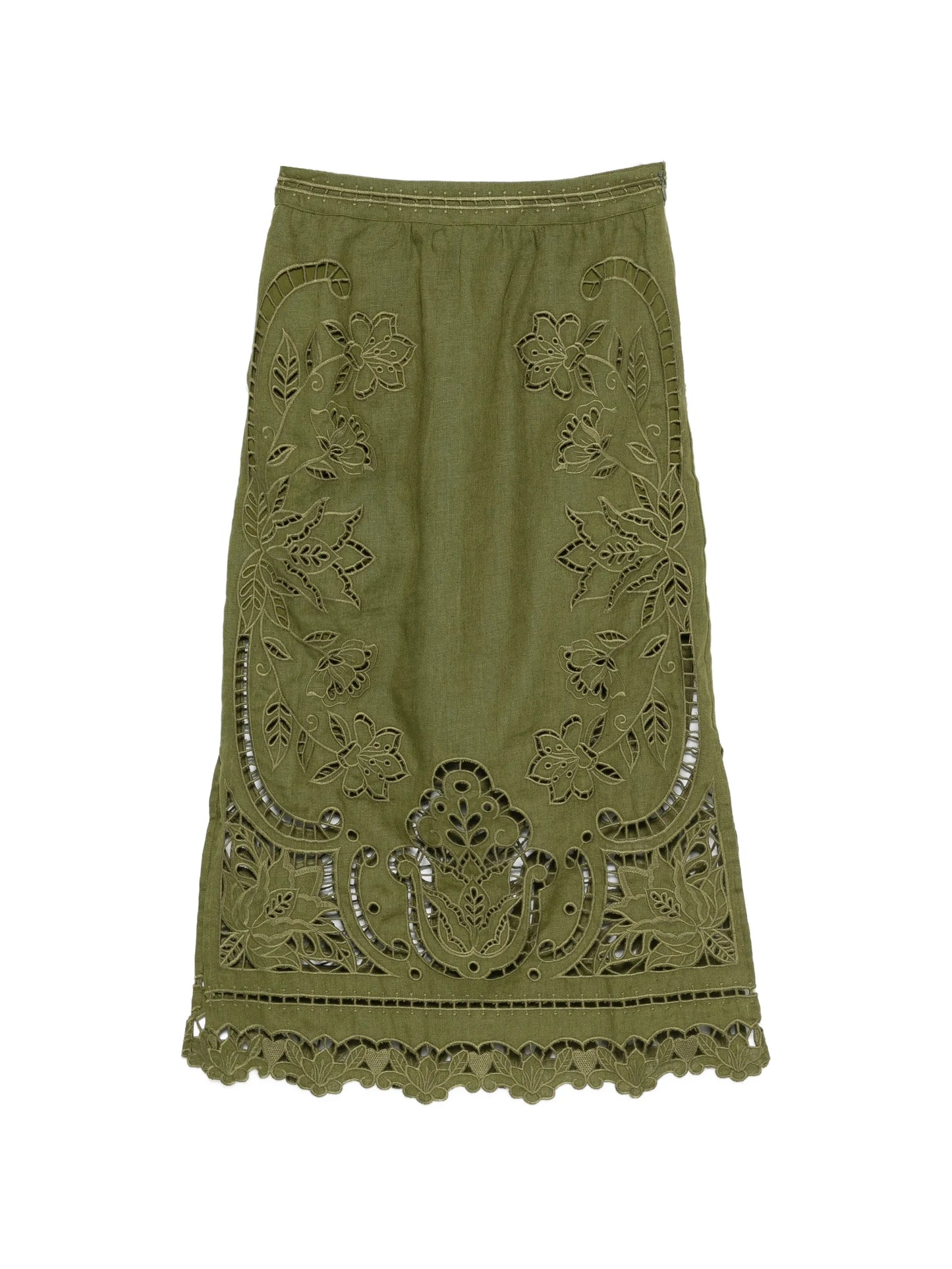 Green Majestic Garden midi skirt