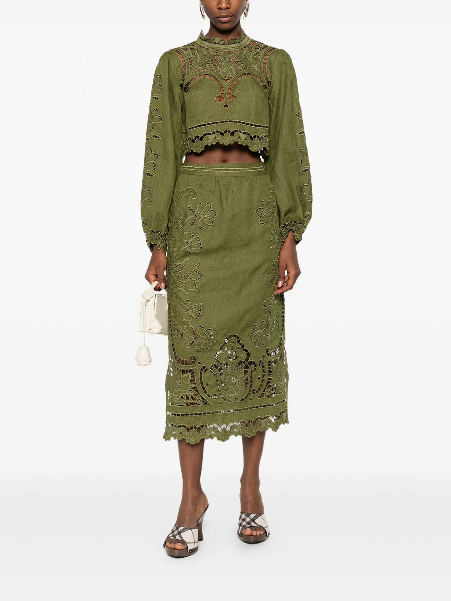Green Majestic Garden midi skirt