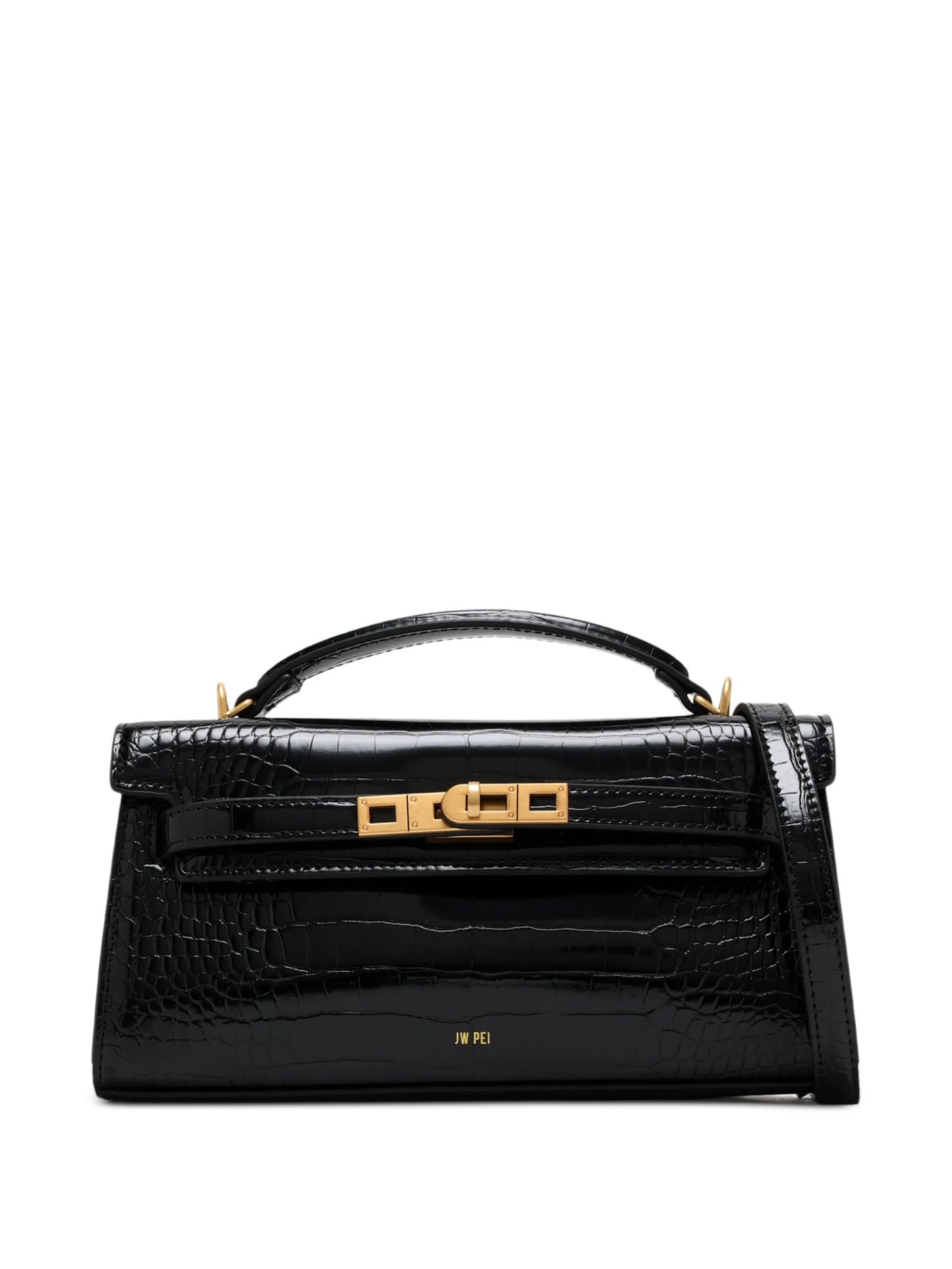 croc-effect top-handle tote bag