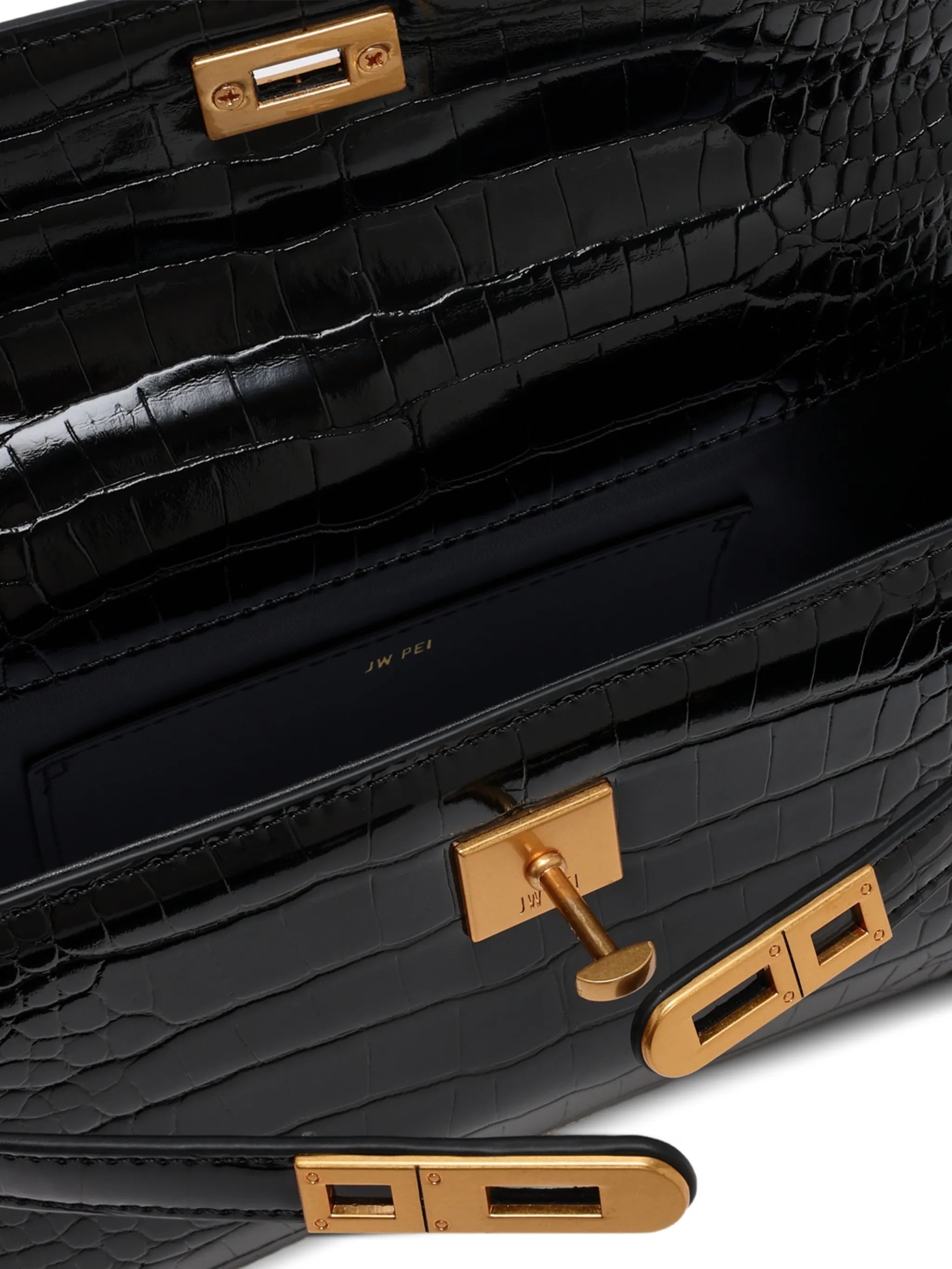 croc-effect top-handle tote bag