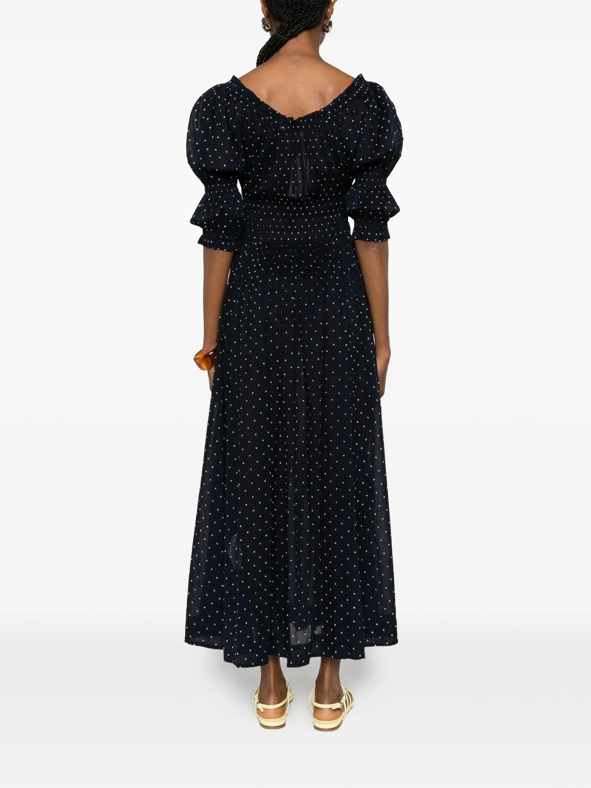Ischia polka-dot midi dress