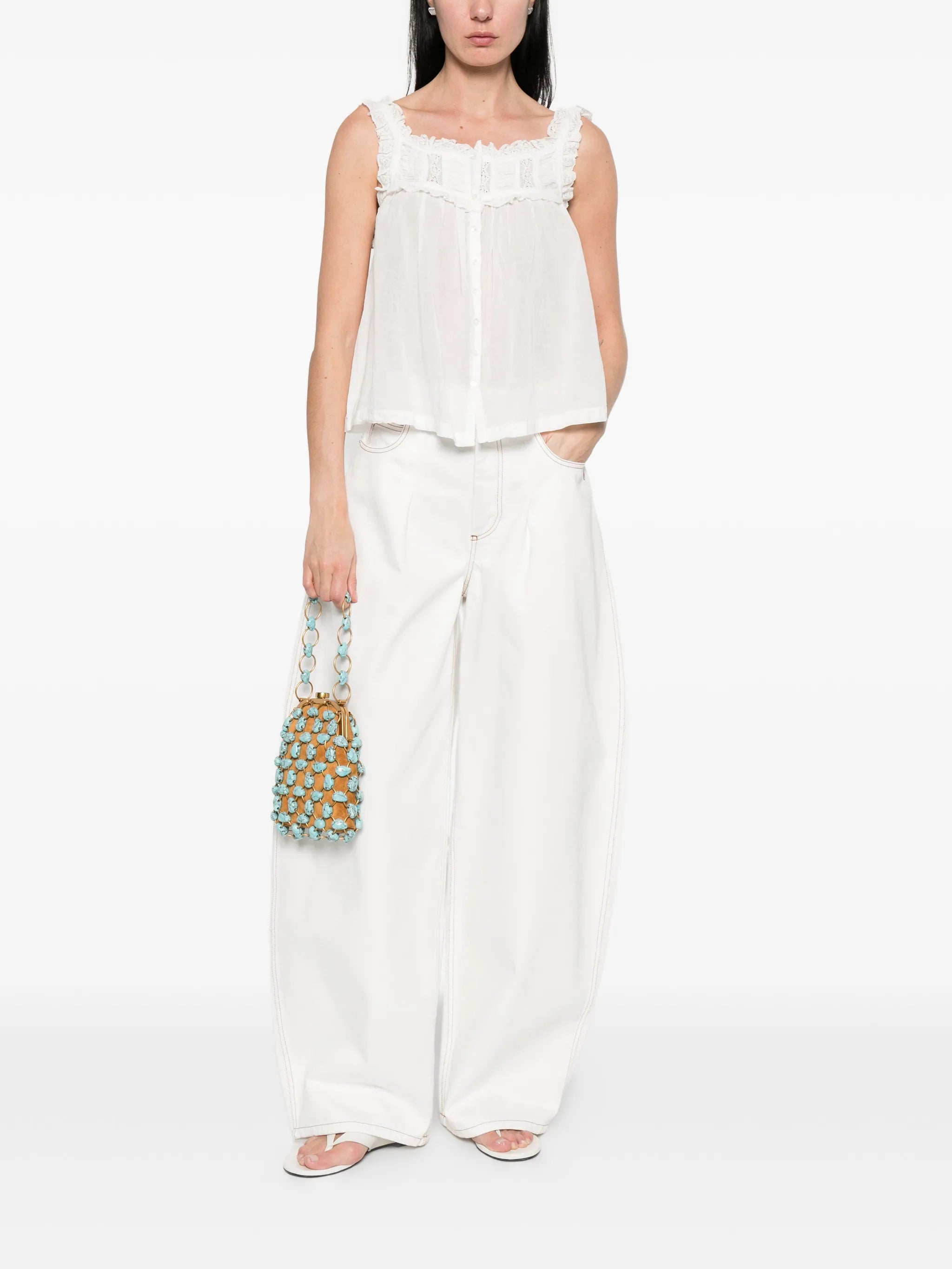 Fidella square-neck sleeveless top