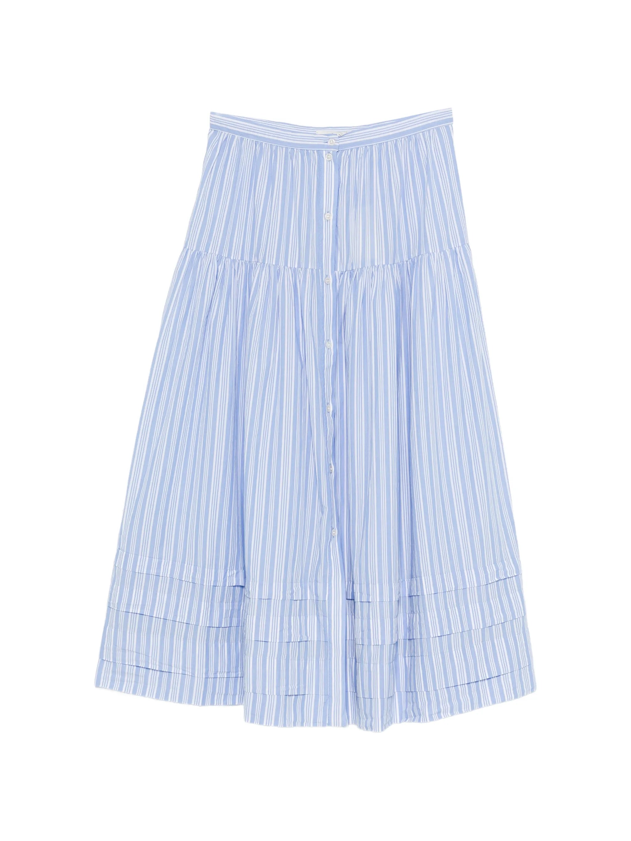 striped tiered midi skirt