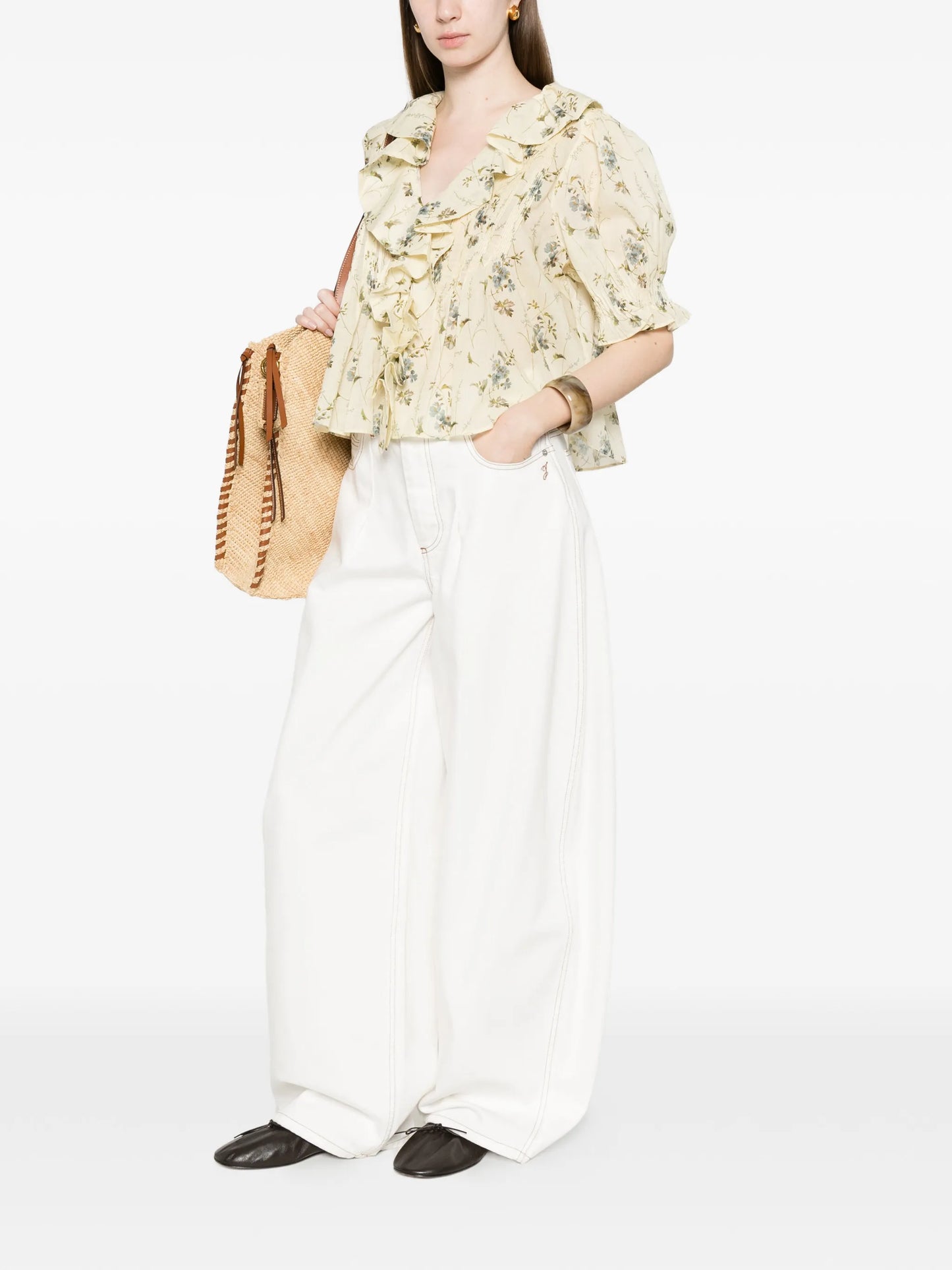 Henri ruffled floral blouse