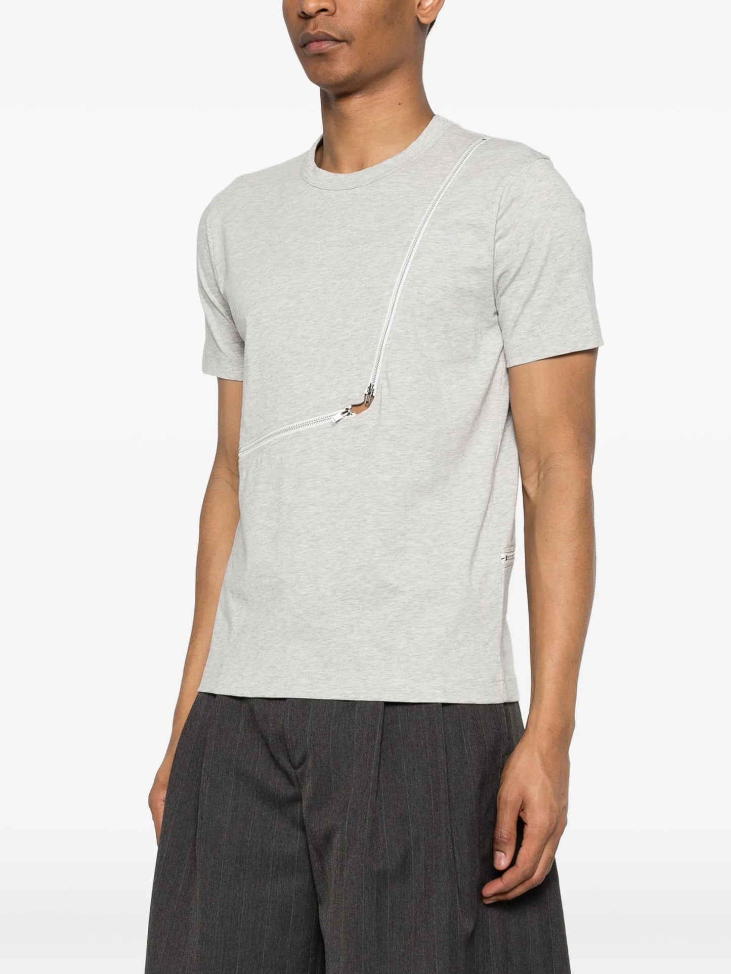 zip-detail cotton T-shirt
