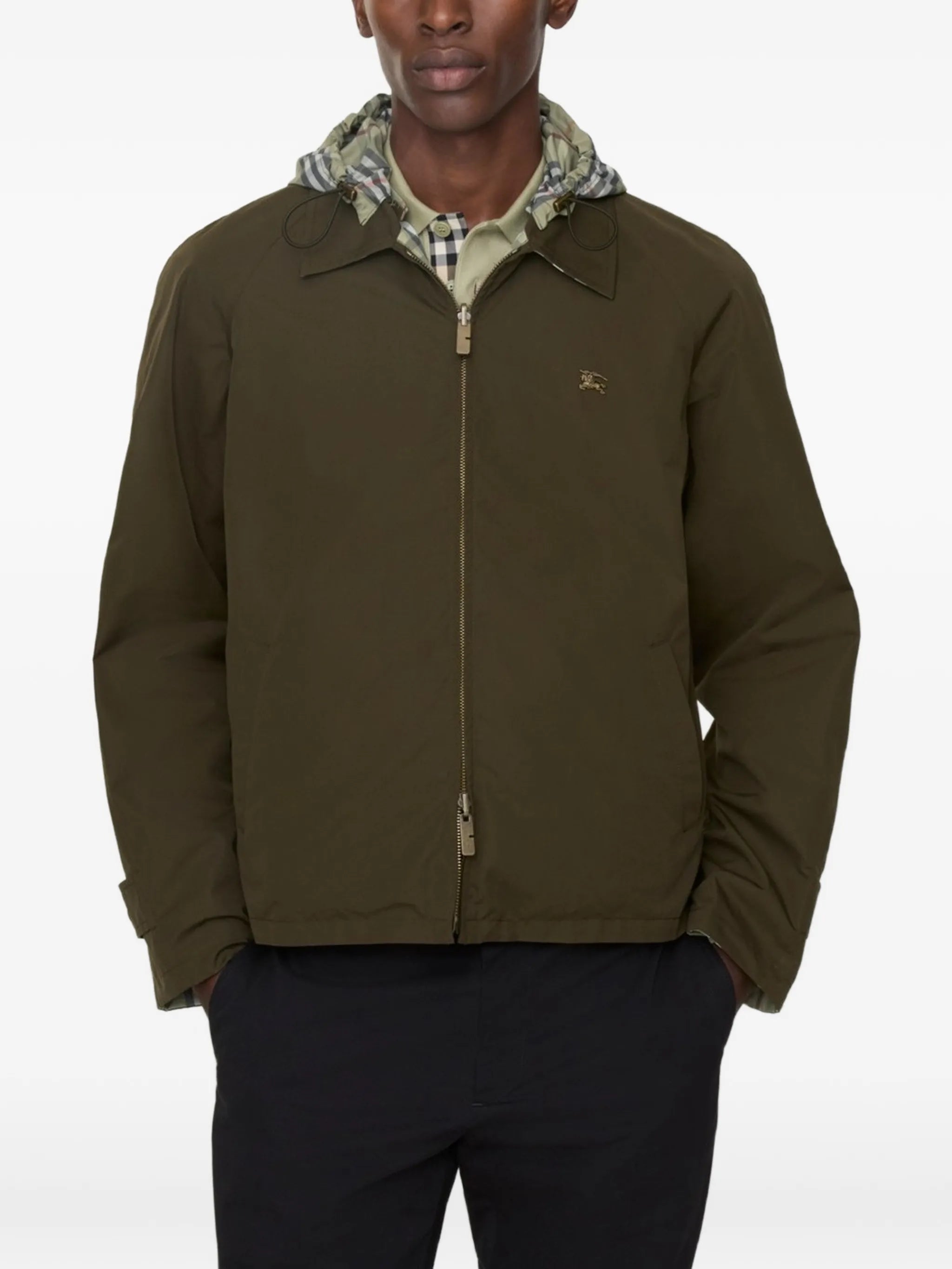 check hooded jacket