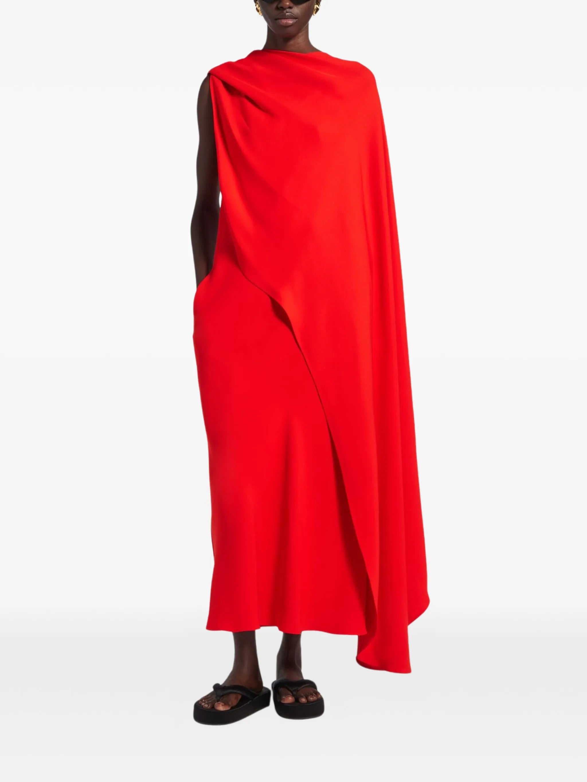 draped sleeveless midi dress