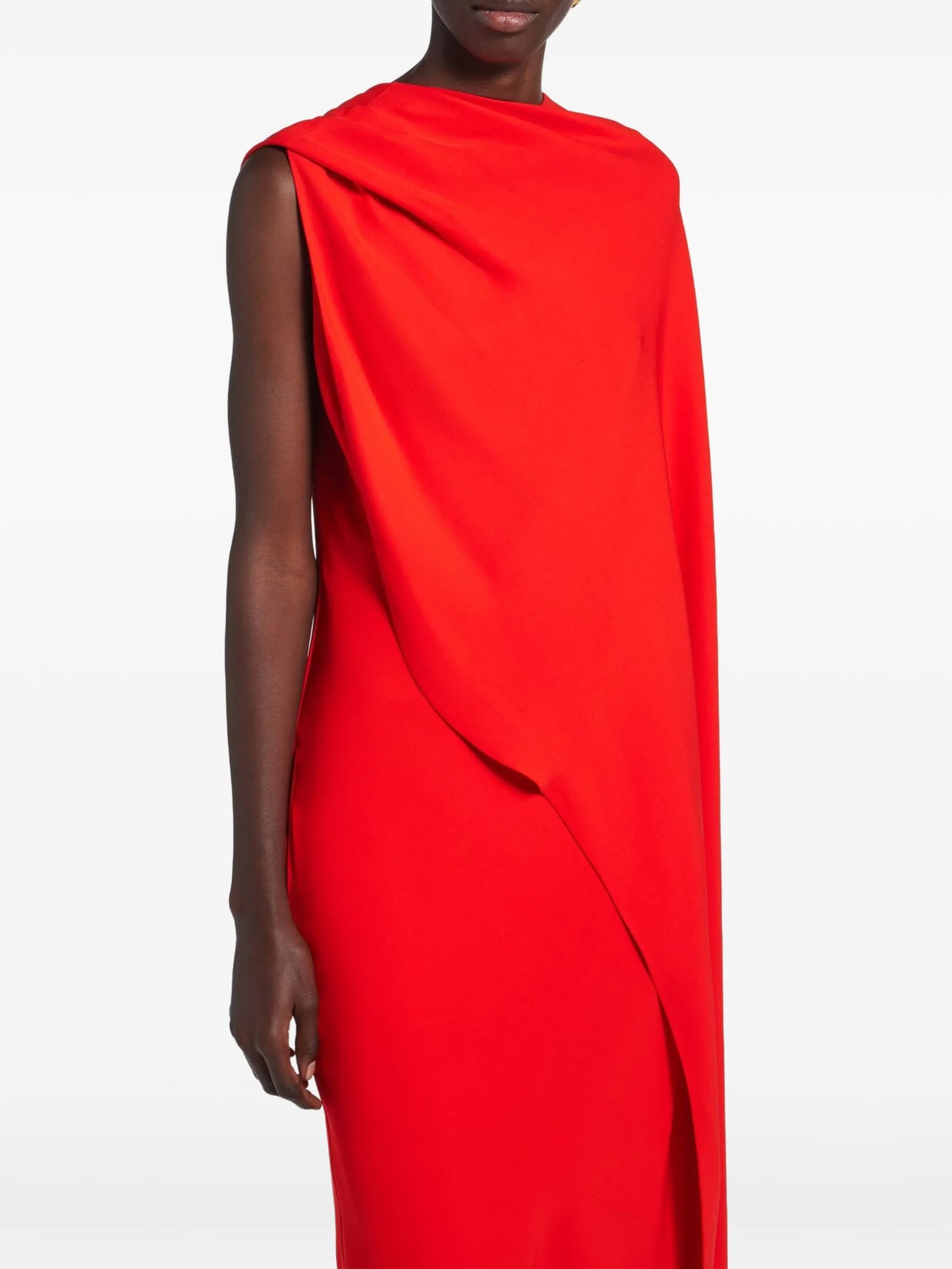draped sleeveless midi dress